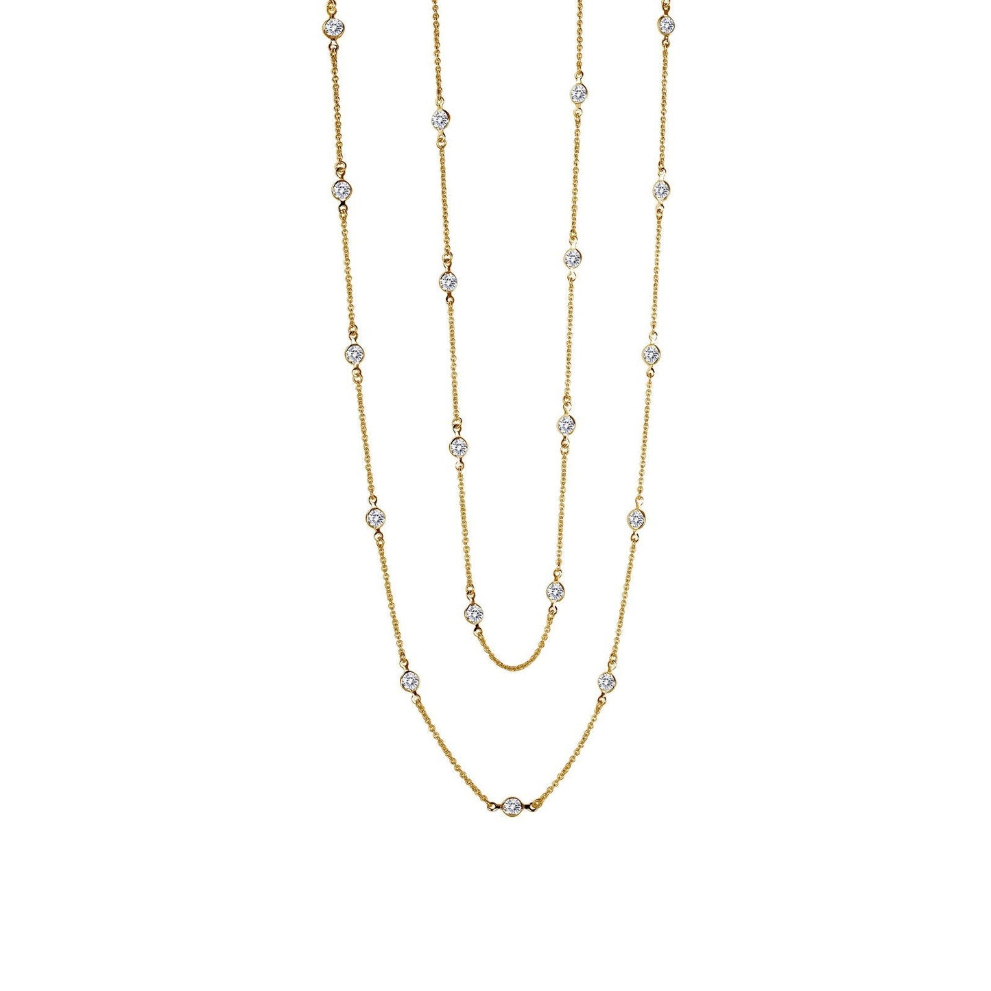 Load image into Gallery viewer, Lafonn Classic Station Necklace Simulated Diamond NECKLACES Gold 6 CTS 
