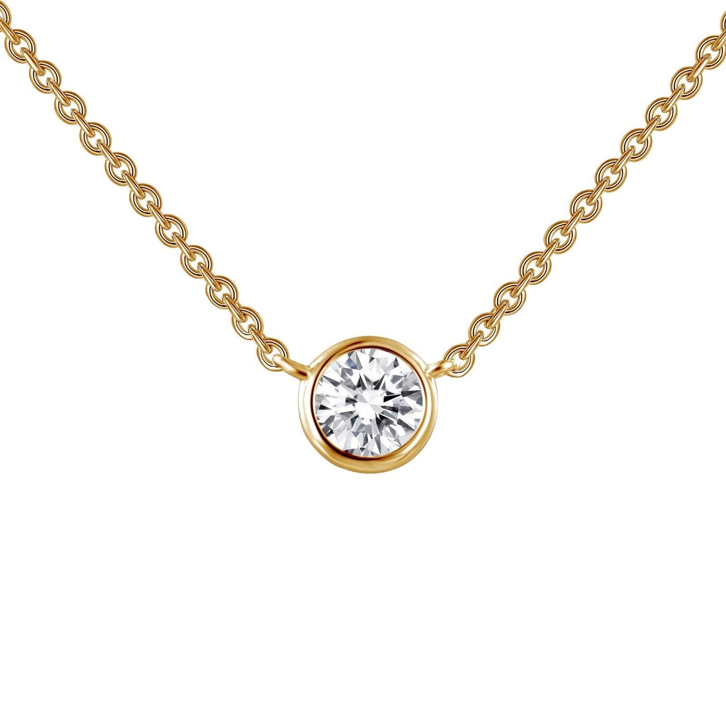 LaFonn Gold Simulated Diamond  5.00mm Round, Approx. 0.46 CTW NECKLACES 0.46 CTW Solitaire Necklace