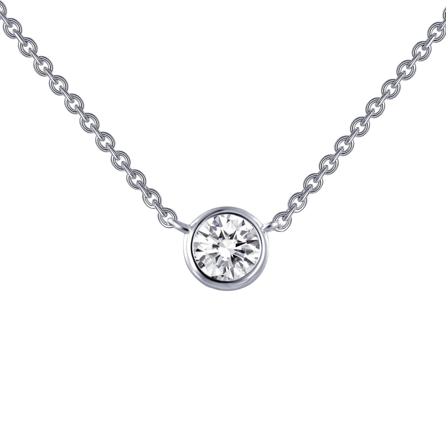 LaFonn Platinum Simulated Diamond  5.00mm Round, Approx. 0.46 CTW NECKLACES 0.46 CTW Solitaire Necklace