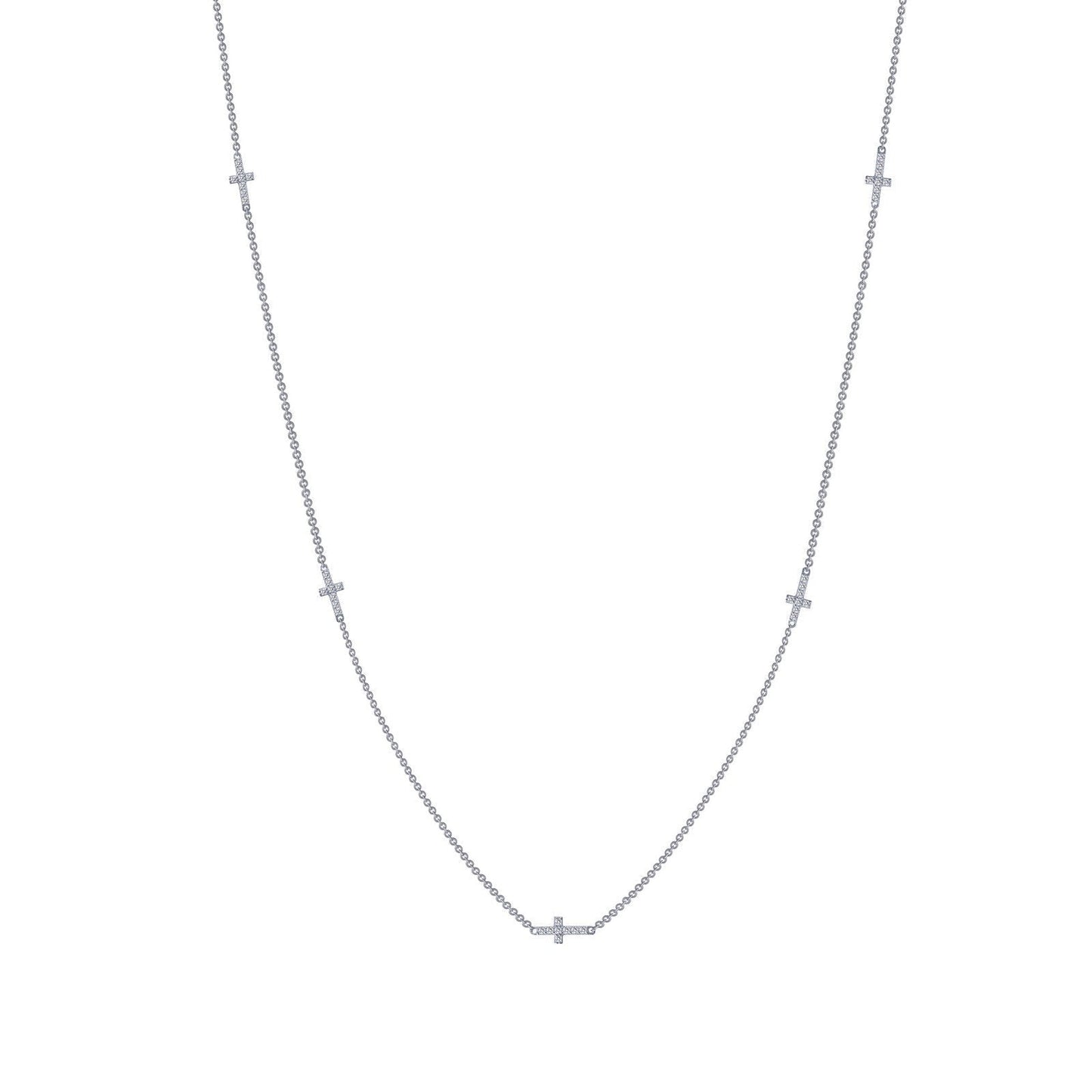 LaFonn Platinum Simulated Diamond N/A NECKLACES Sideways Cross Necklace