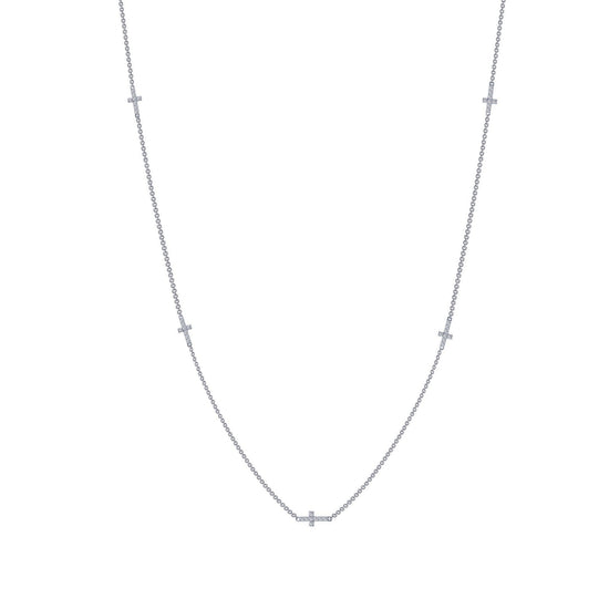 LaFonn Platinum Simulated Diamond N/A NECKLACES Sideways Cross Necklace