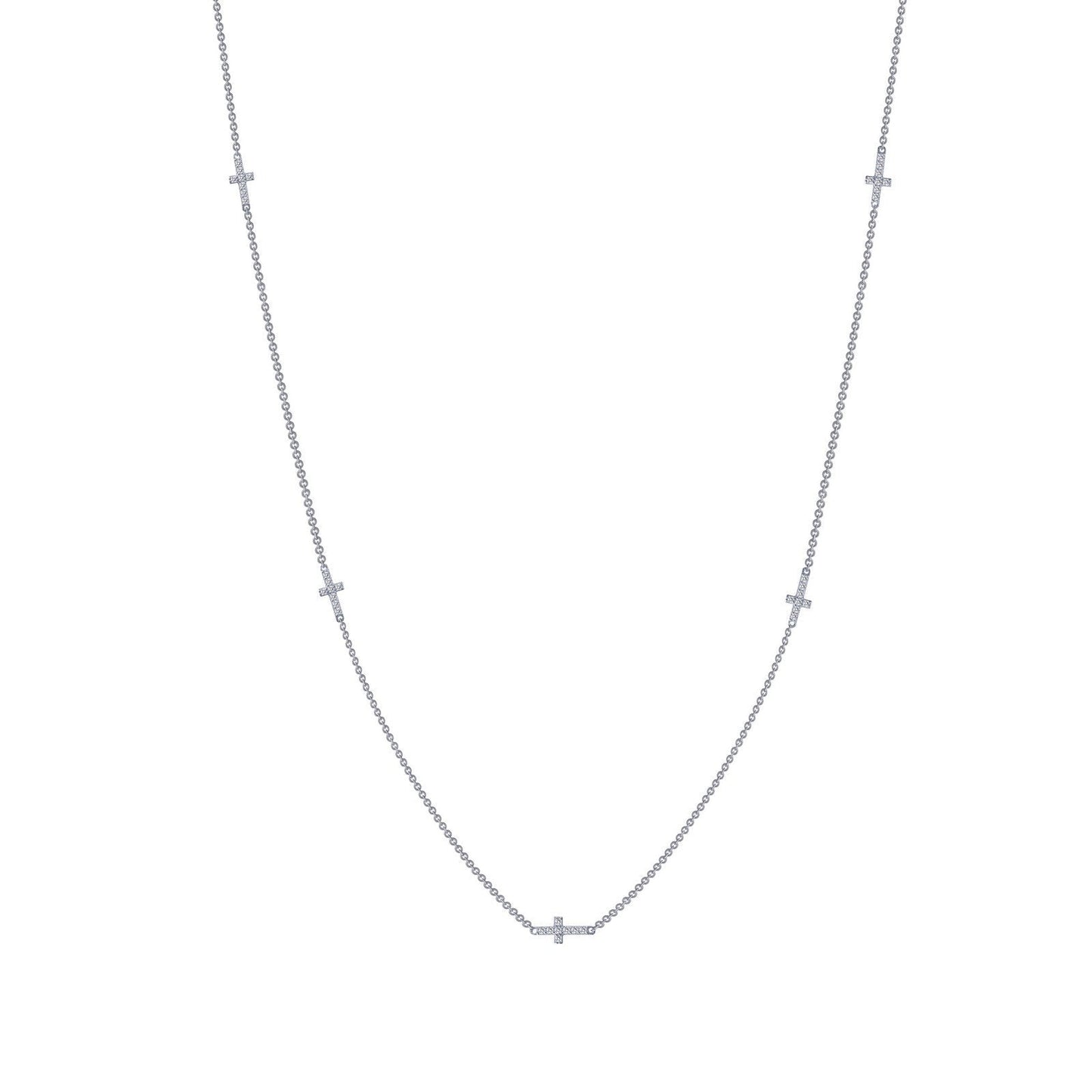 Load image into Gallery viewer, Lafonn Sideways Cross Necklace Simulated Diamond NECKLACES Platinum 0.4 CTS 
