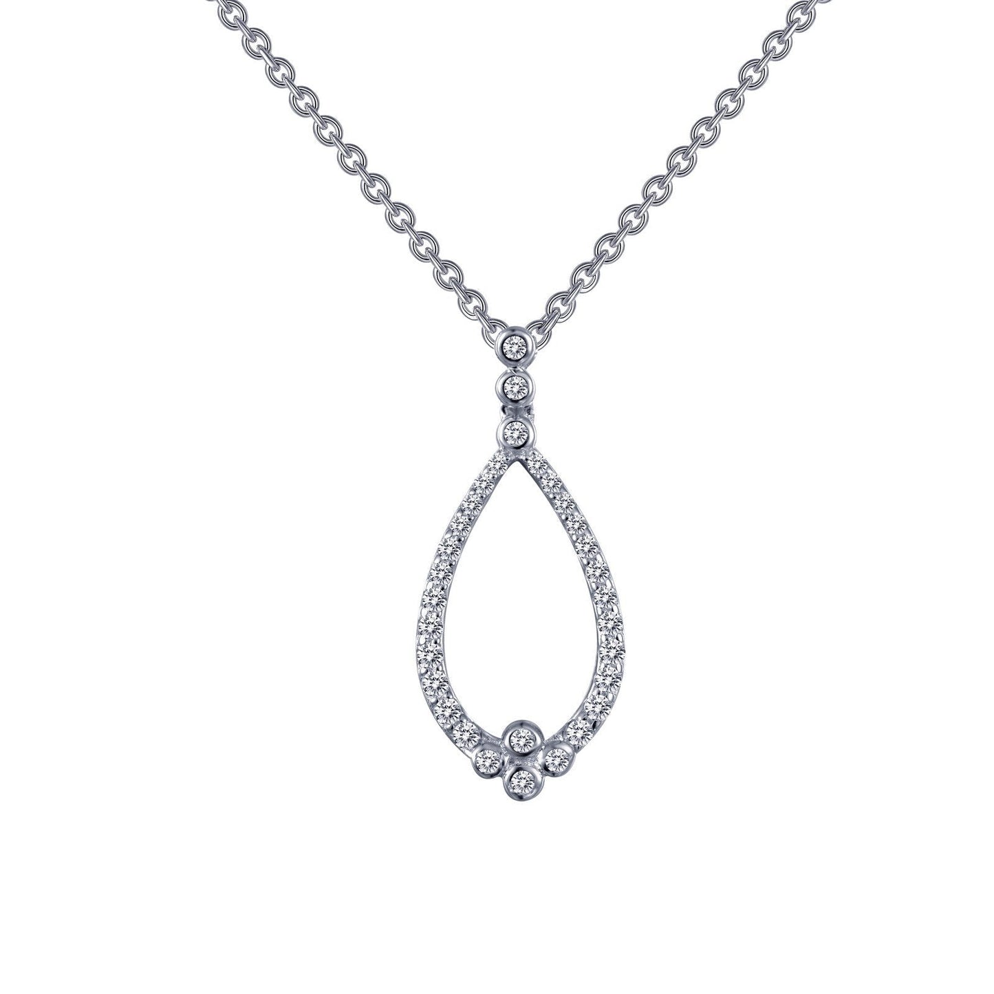 LaFonn Platinum Simulated Diamond N/A NECKLACES Open Teardrop Necklace