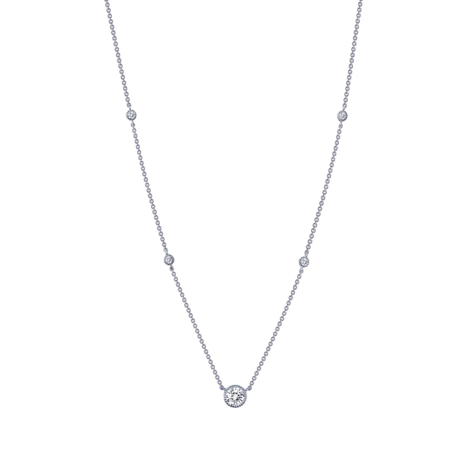 LaFonn Platinum Simulated Diamond  5.50mm Round, Approx. 0.66 CTW NECKLACES 0.78 CTW Station Necklace