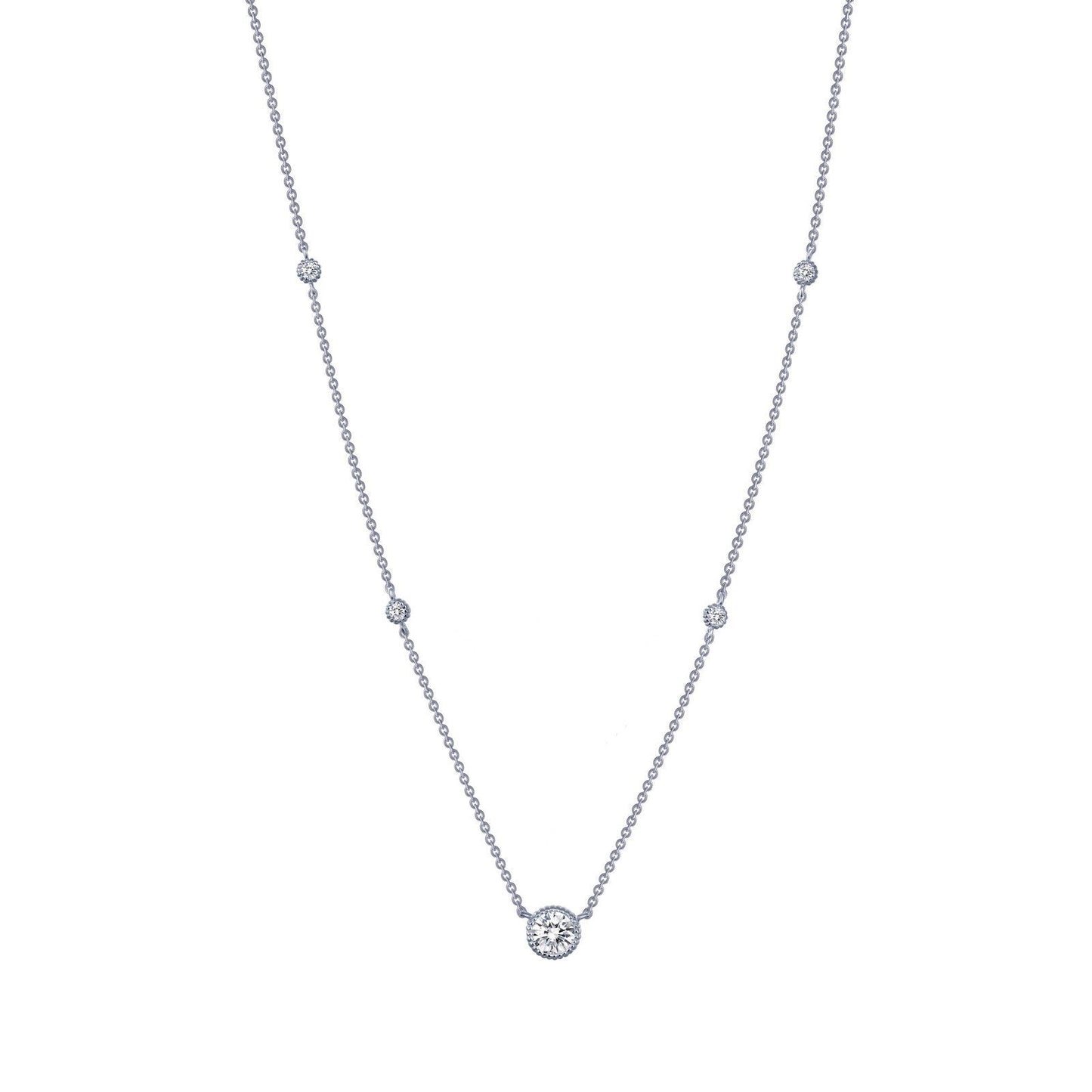 Lafonn 0.78 CTW Station Necklace Simulated Diamond NECKLACES Platinum 0.78 CTS 