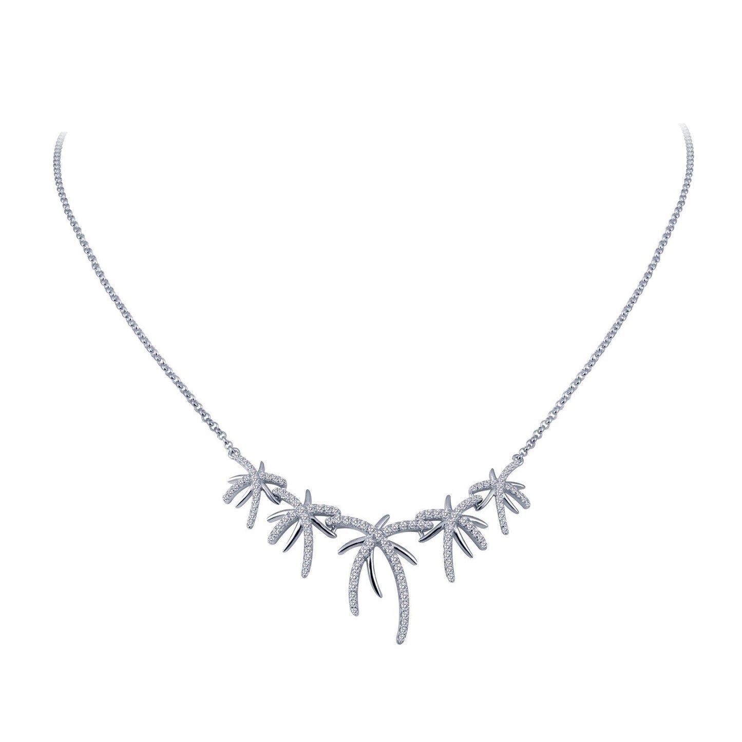 LaFonn Platinum Simulated Diamond N/A NECKLACES Tropical Palm Tree Necklace