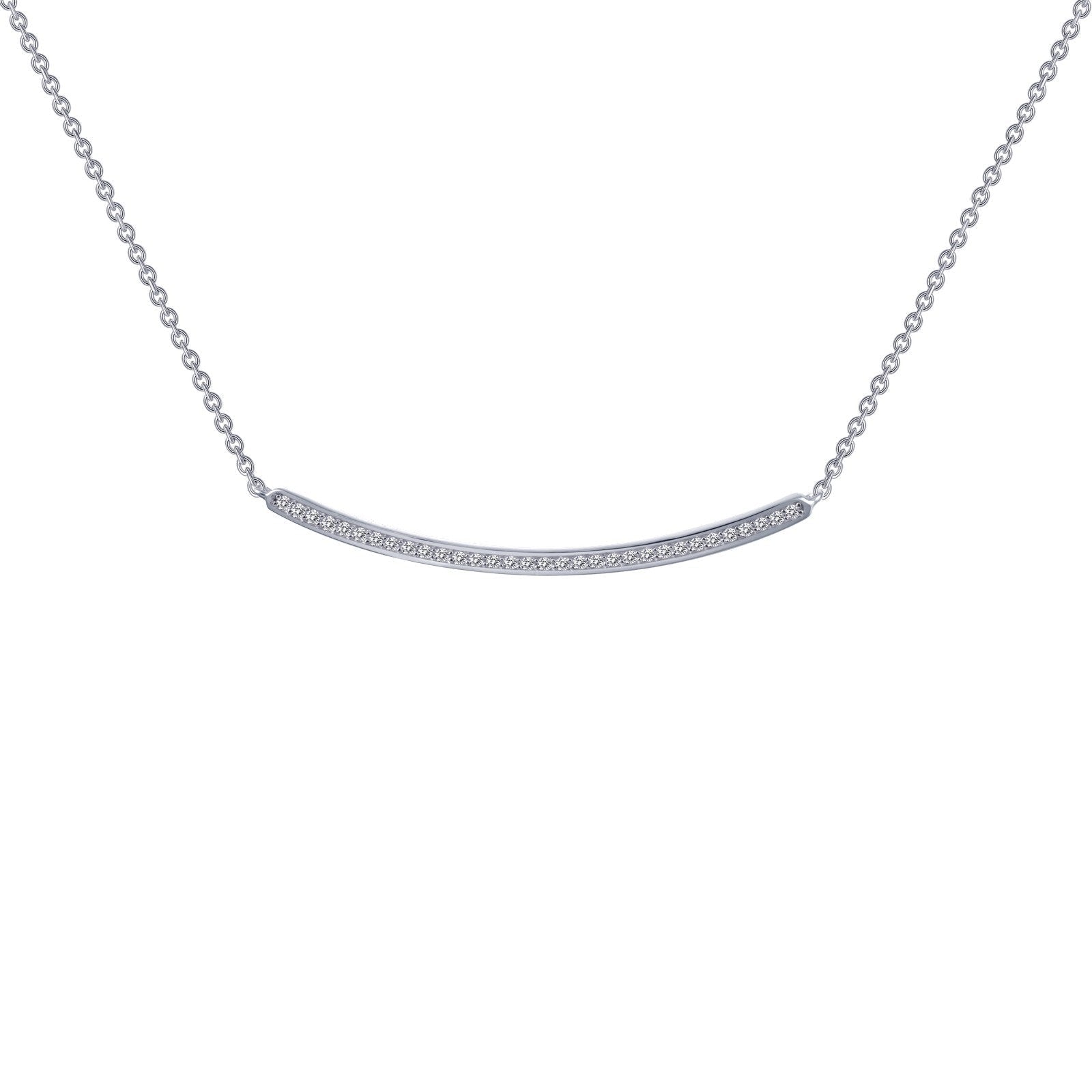 LaFonn Platinum Simulated Diamond N/A NECKLACES 0.32 CTW Curved Bar Necklace