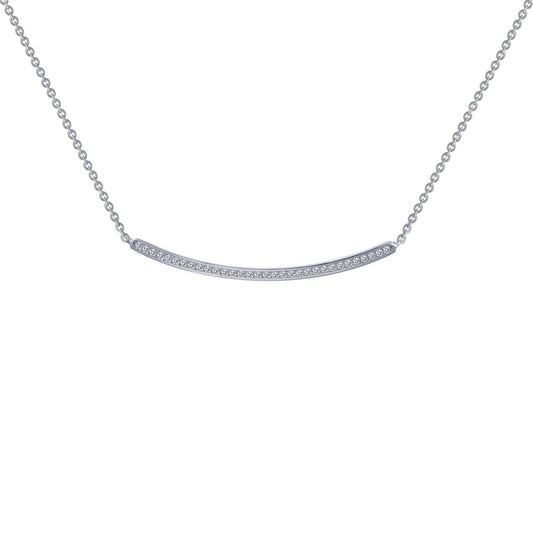 LaFonn Platinum Simulated Diamond N/A NECKLACES 0.32 CTW Curved Bar Necklace