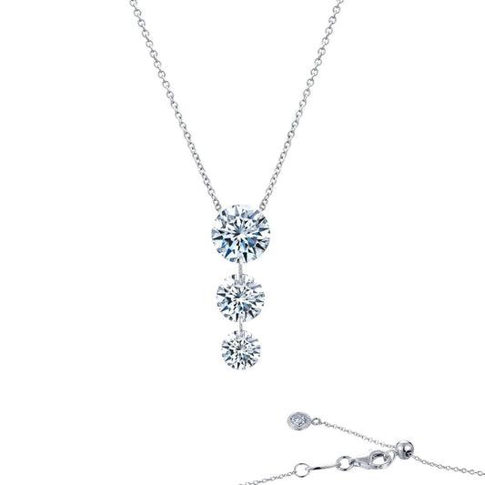 LaFonn Platinum Simulated Diamond  6.00mm Round, Approx. 0.84 CTW NECKLACES Past Present Future Necklace