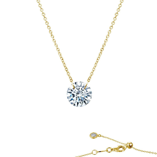 LaFonn Gold Simulated Diamond  8.00mm Round, Approx. 2.00 CTW NECKLACES Frameless Solitaire Necklace