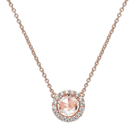 LaFonn Rose Gold Morganite  7.00mm Round, Approx. 1.28 CTW NECKLACES Rose-Cut Halo Necklace