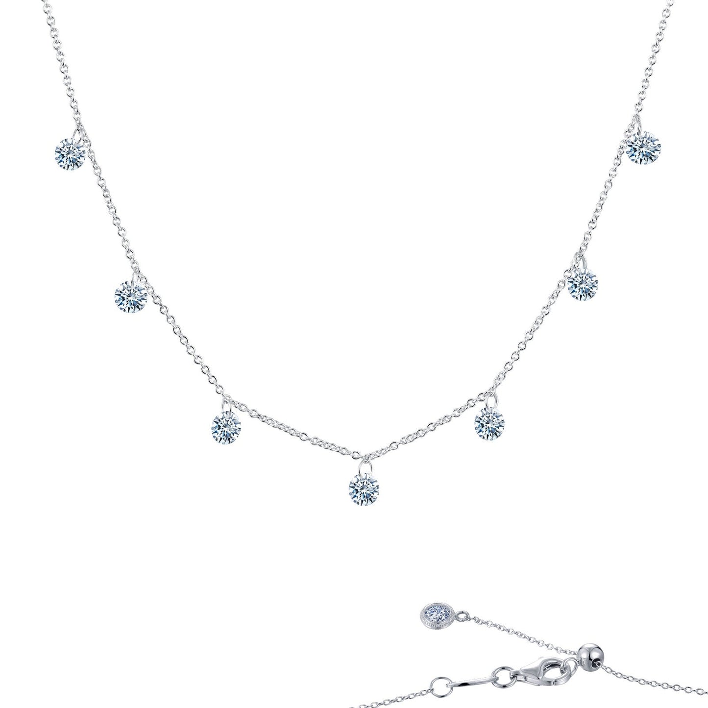 Lafonn Frameless Raindrop Necklace 7 Stone Count N0074CLP17