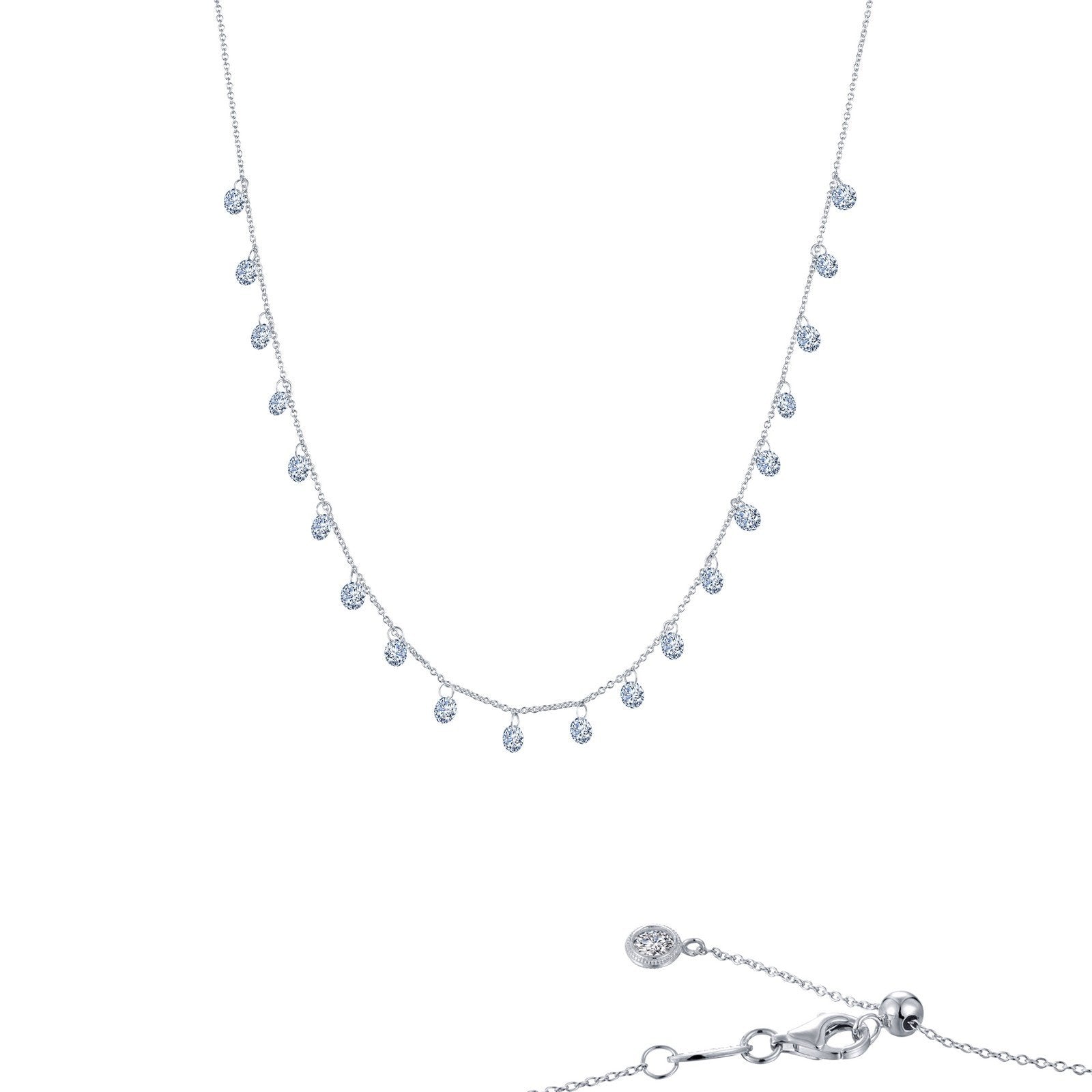 LaFonn Platinum Simulated Diamond N/A NECKLACES Frameless Raindrop Necklace