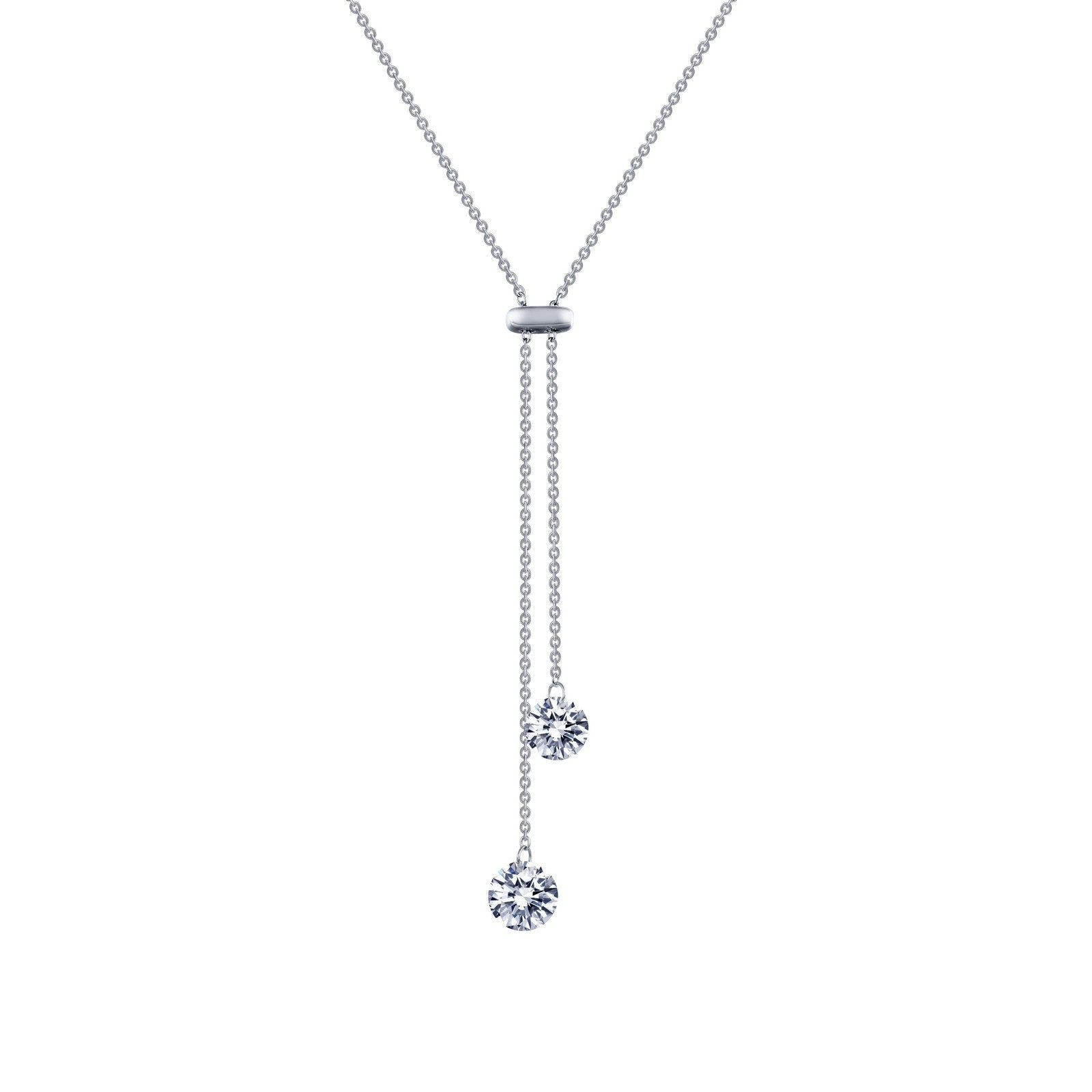 LaFonn Platinum Simulated Diamond  7.00mm Round, Approx. 1.28 CTW NECKLACES Frameless Lariat Y-Necklace