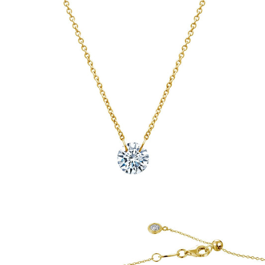 LaFonn Gold Simulated Diamond  6.00mm Round, Approx. 0.84 CTW NECKLACES Frameless Solitaire Necklace