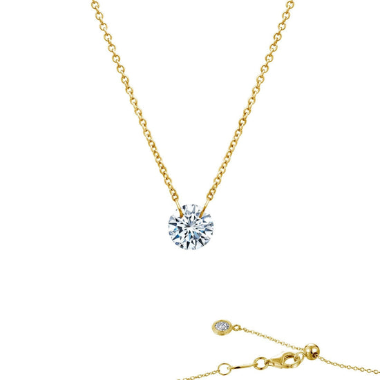 LaFonn Gold Simulated Diamond  6.00mm Round, Approx. 0.84 CTW NECKLACES Frameless Solitaire Necklace