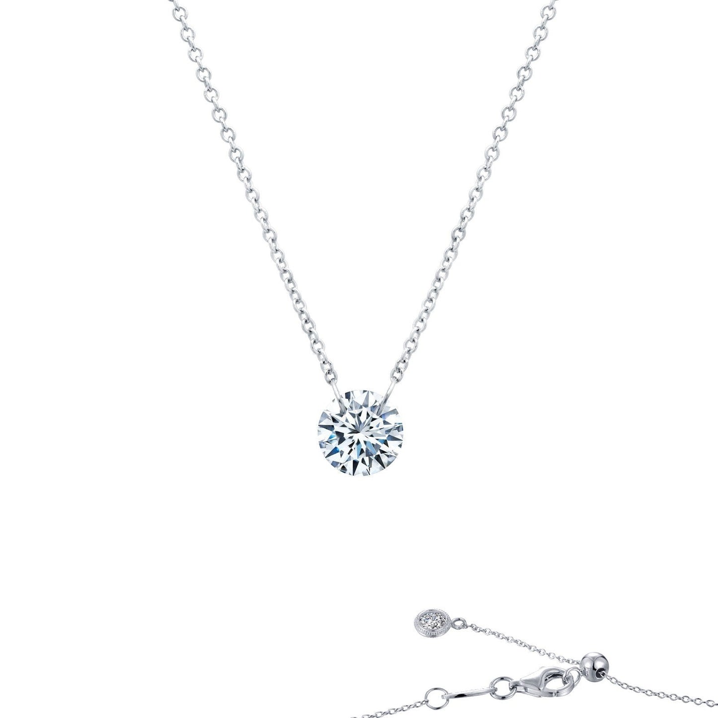 Lafonn Frameless Solitaire Necklace Simulated Diamond NECKLACES Platinum 1 CTS 