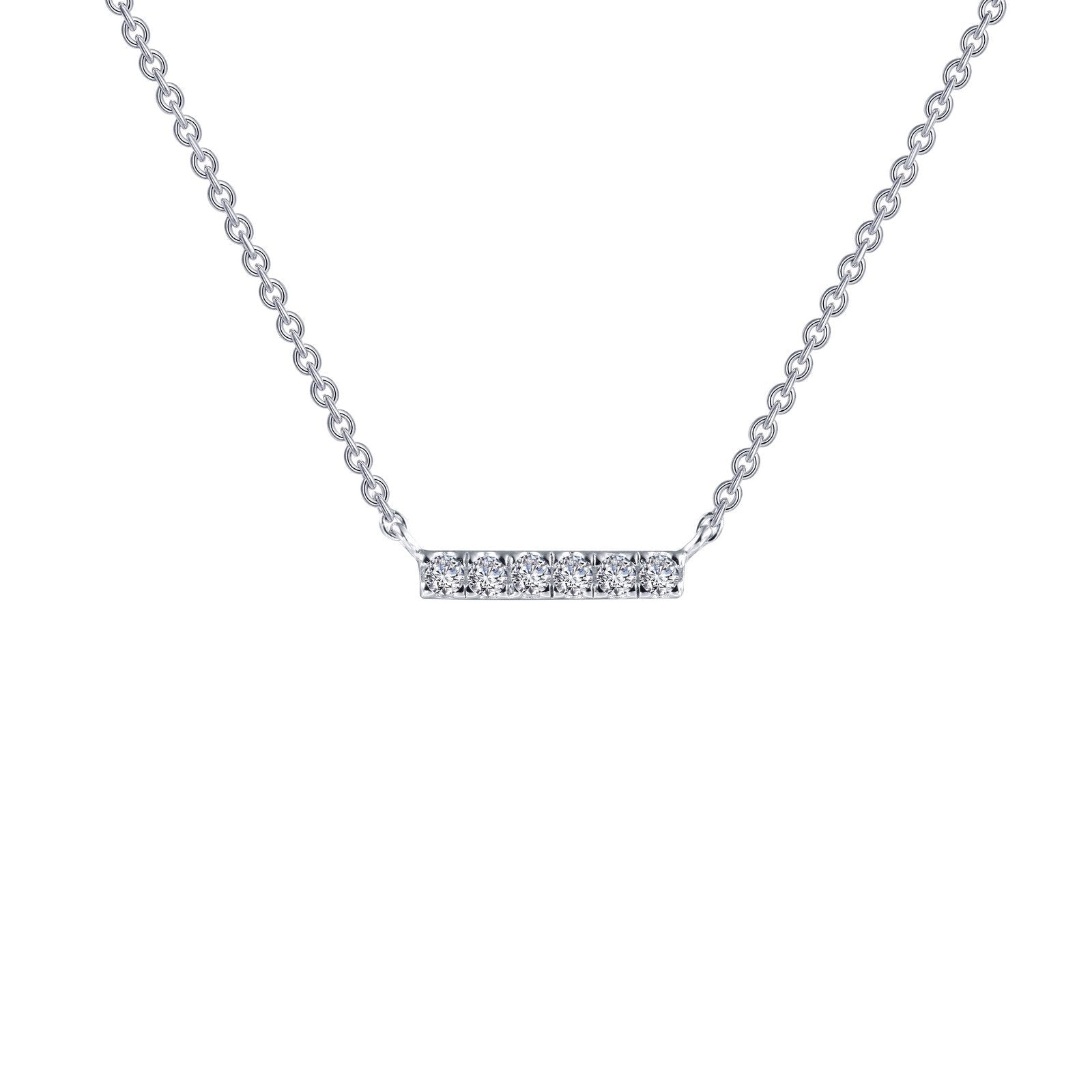 LaFonn Platinum Simulated Diamond N/A NECKLACES 0.09 CTW Dainty Bar Necklace