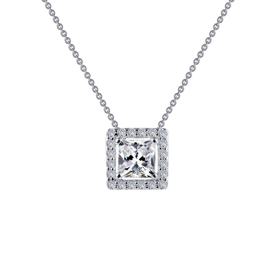 Lafonn Princess-Cut Halo Necklace 21 Stone Count N0101CLP18