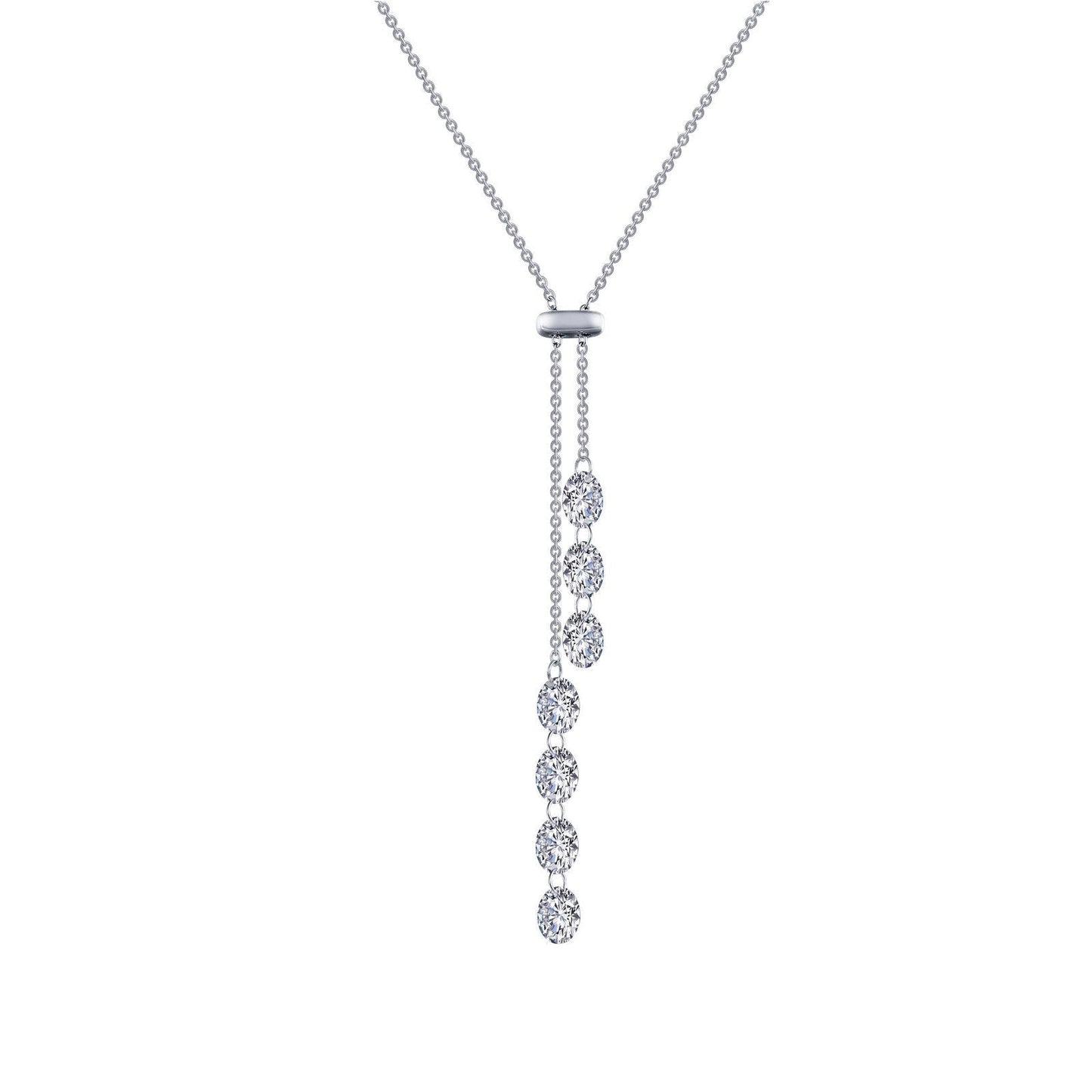 LaFonn Platinum Simulated Diamond  5.00mm Round, Approx. 0.46 CTW NECKLACES 7 Symbols of Joy Y Necklace