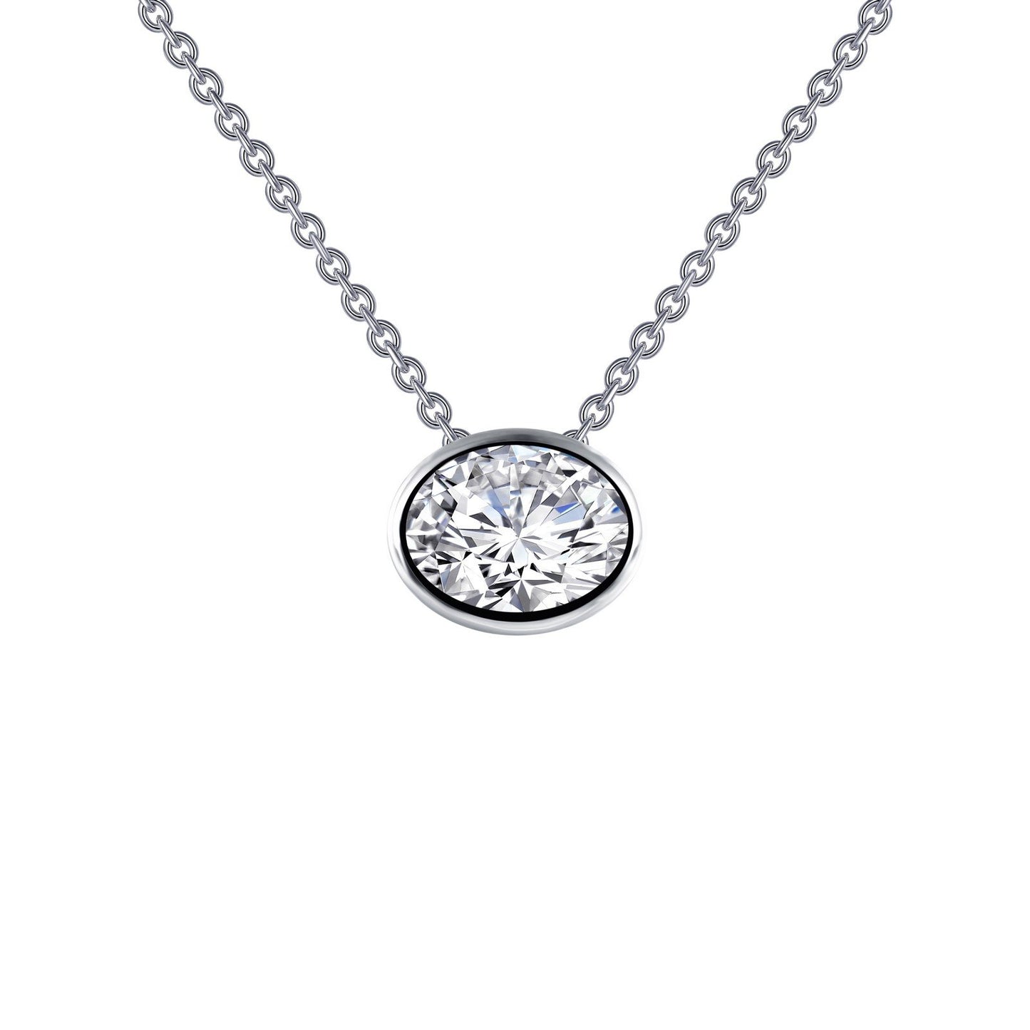 LaFonn Platinum Simulated Diamond  8X6mm Oval, Approx. 1.21 CTW NECKLACES 1.46 CTW Solitaire Necklace