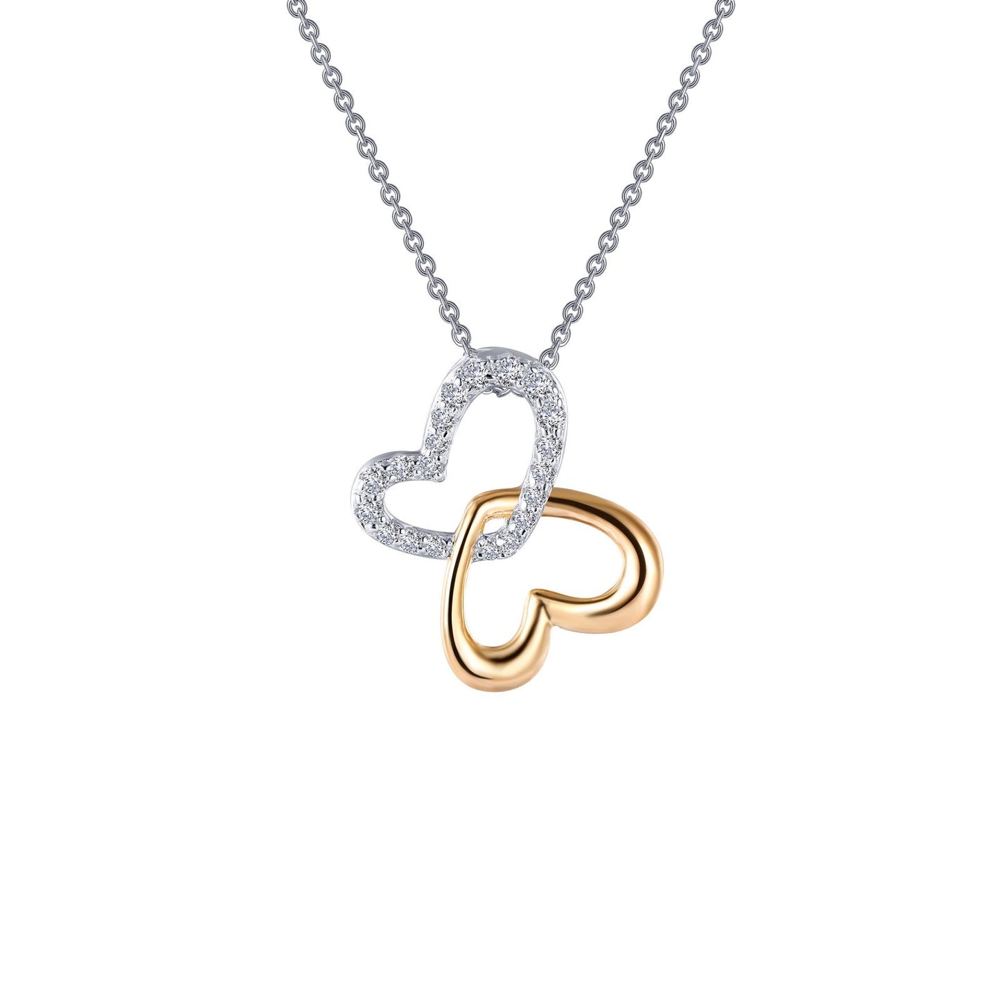 Load image into Gallery viewer, Lafonn Double-Heart Shadow Necklace 21 Stone Count N0141CLT18
