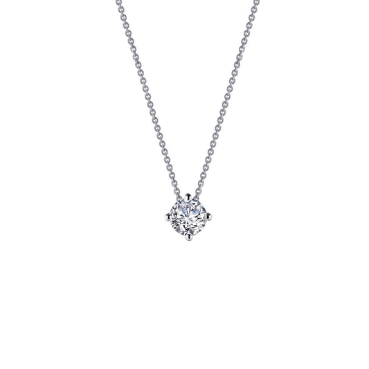 LaFonn Platinum Simulated Diamond  5.50mm Round, Approx. 0.66 CTW NECKLACES 0.9 CTW Solitaire Necklace