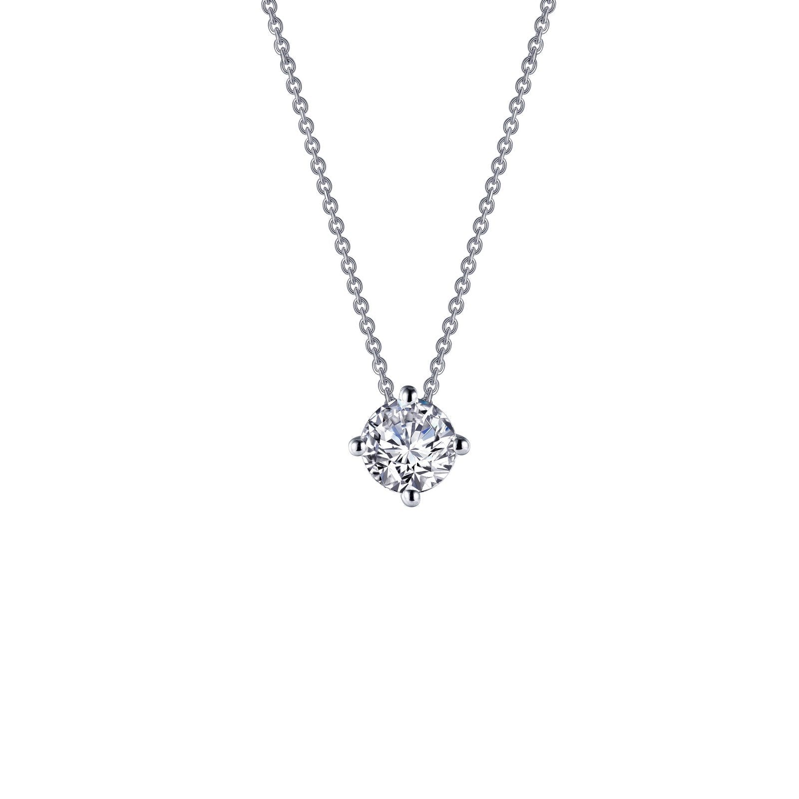 LaFonn Platinum Simulated Diamond  6.50mm Round, Approx. 1.03 CTW NECKLACES 1.3 CTW Solitaire Necklace