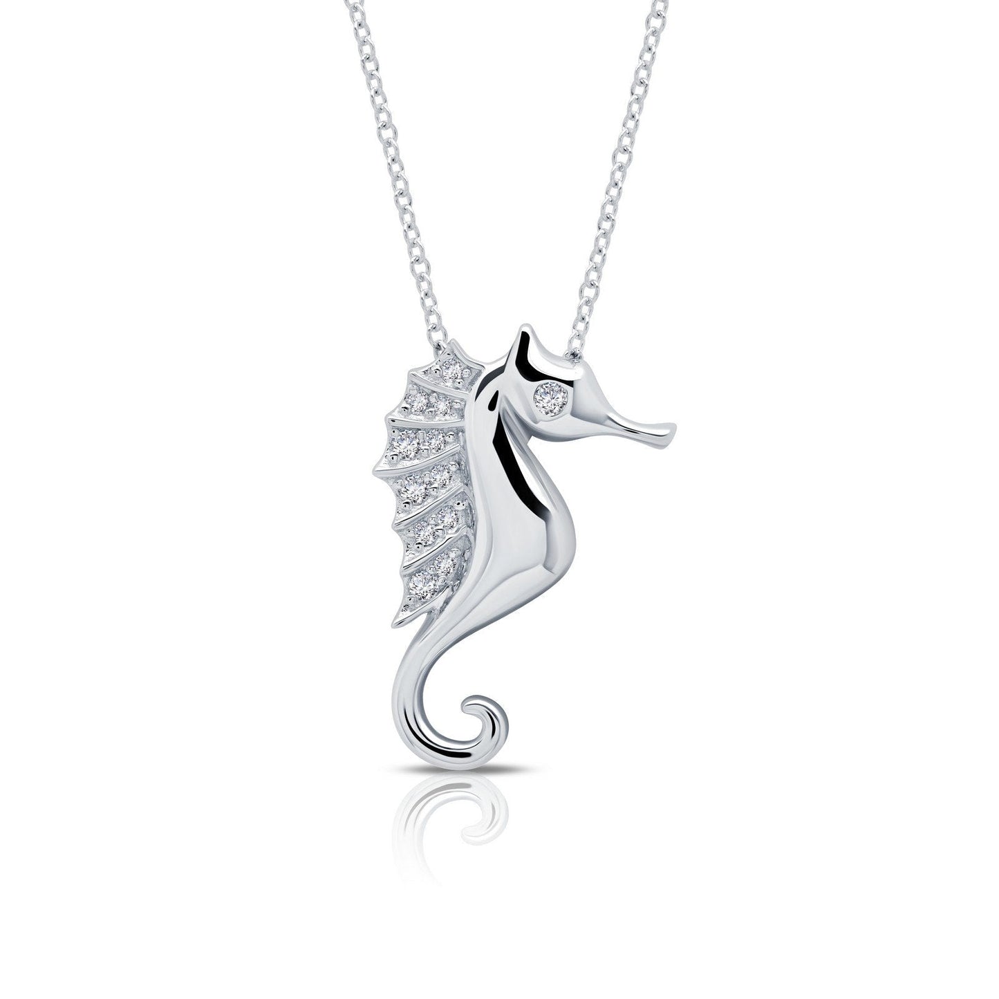 Load image into Gallery viewer, LaFonn Platinum Simulated Diamond N/A NECKLACES Whimsical Seahorse Necklace
