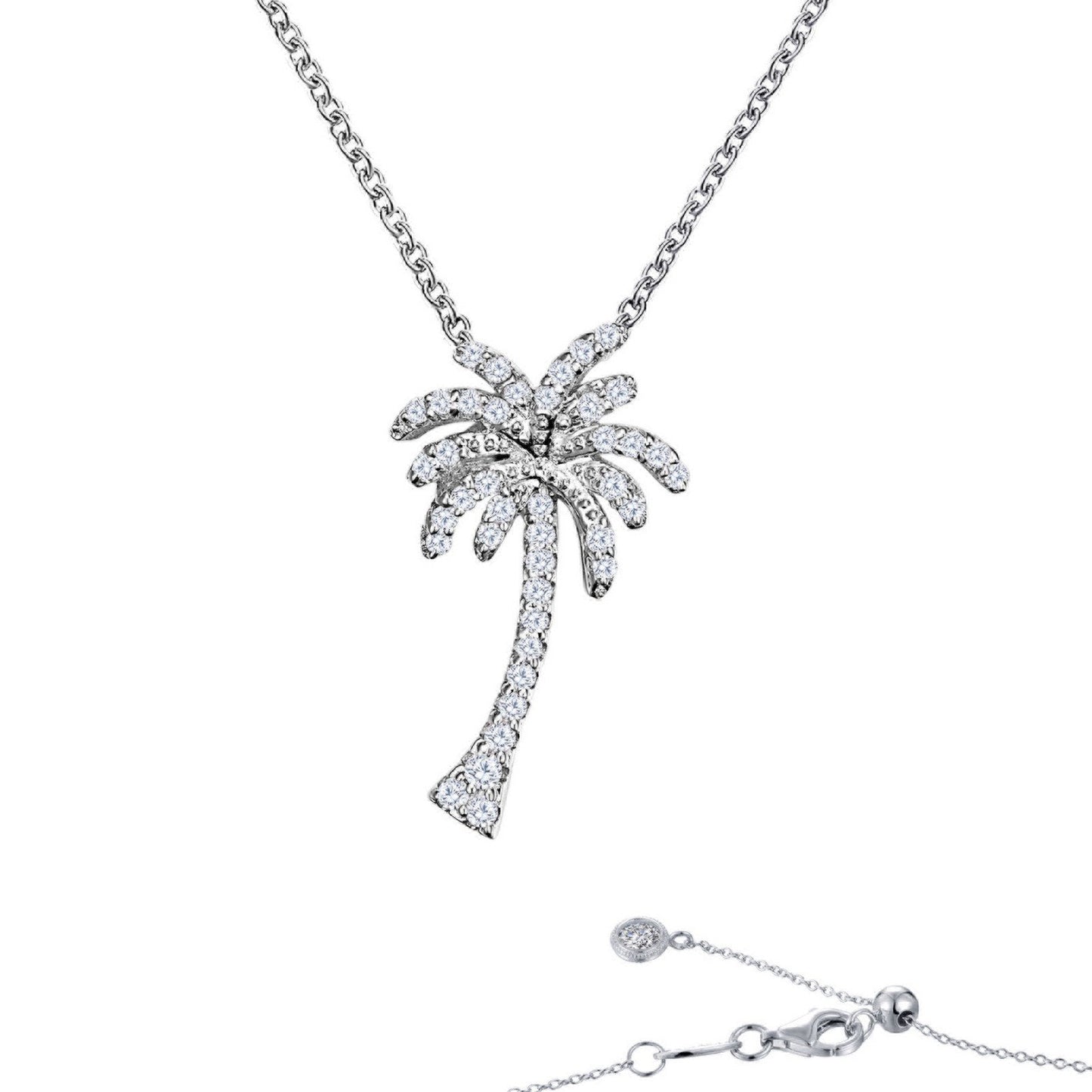 Lafonn Tropical Palm Tree Necklace Simulated Diamond NECKLACES Platinum 0.66 CTS Approx. 18mm (H) x 11mm (W)