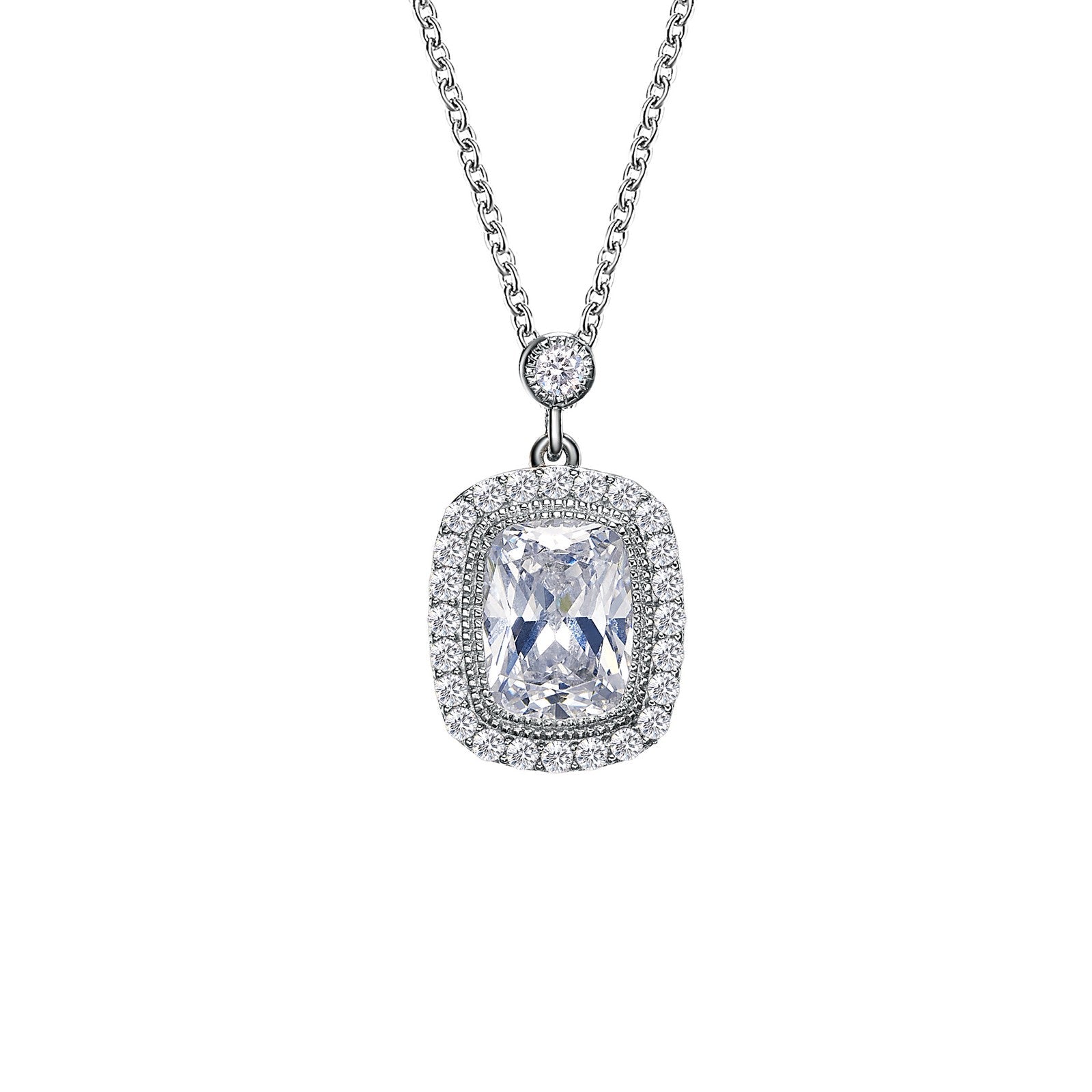 Lafonn Cushion-Cut Halo Necklace 26 Stone Count N0163CLP20