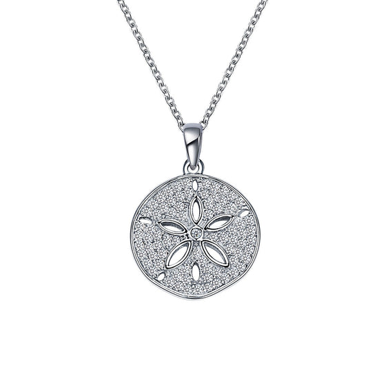 Load image into Gallery viewer, Lafonn 0.99 CTW Sand Dollar Necklace Simulated Diamond NECKLACES Platinum 0.99 CTS Approx. 19.3mm (H) x 14.2mm (W)
