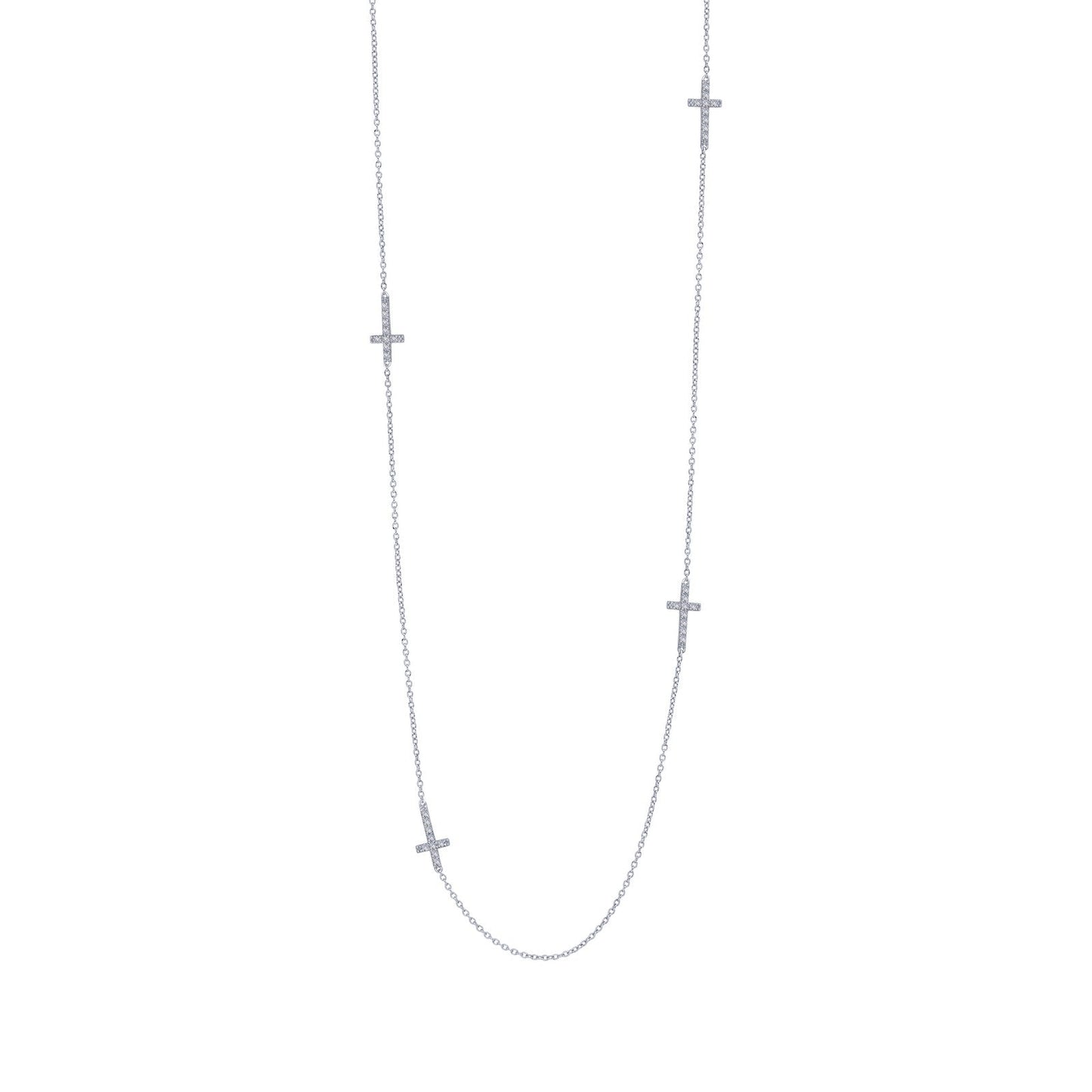 Lafonn Cross Station Necklace 54 Stone Count N0166CLP36