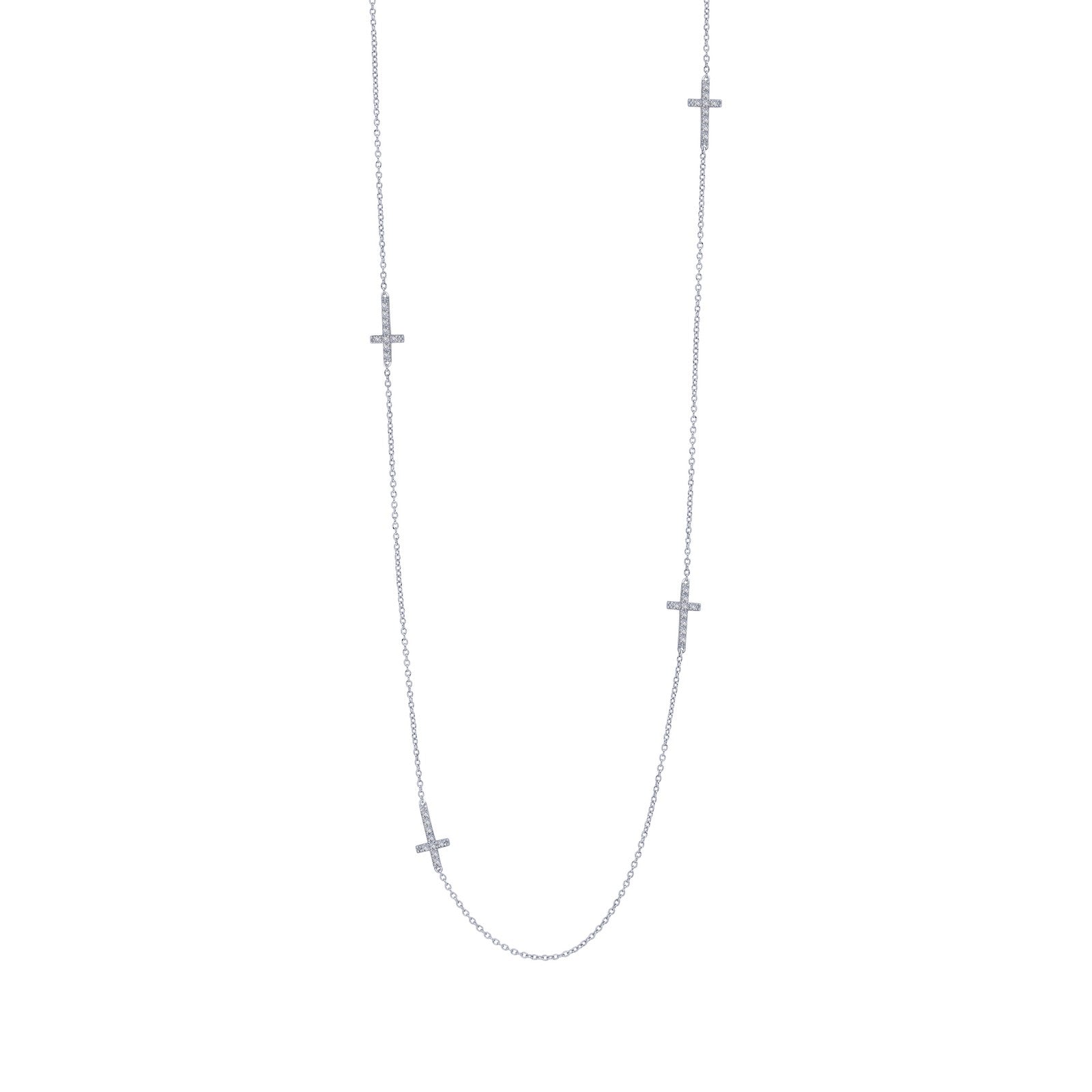 Lafonn Cross Station Necklace 54 Stone Count N0166CLP36