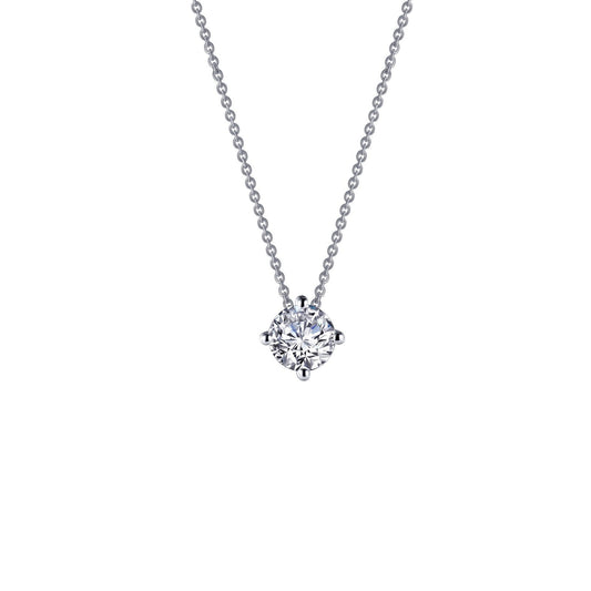 LaFonn Platinum Simulated Diamond  6.00mm Round, Approx. 0.85 CTW NECKLACES 0.85 CTW Solitaire Necklace