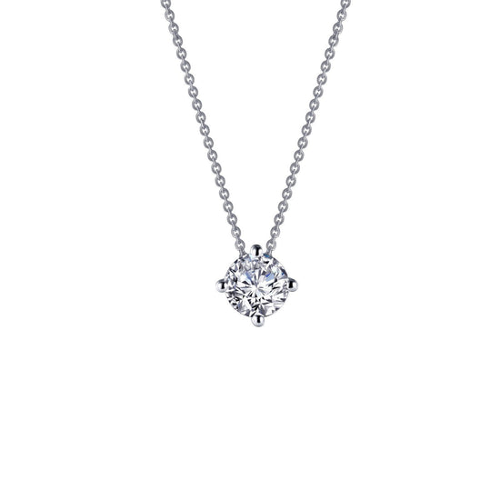 LaFonn Platinum Simulated Diamond  7.00mm Round, Approx. 1.25 CTW NECKLACES 1.25 CTW Solitaire Necklace