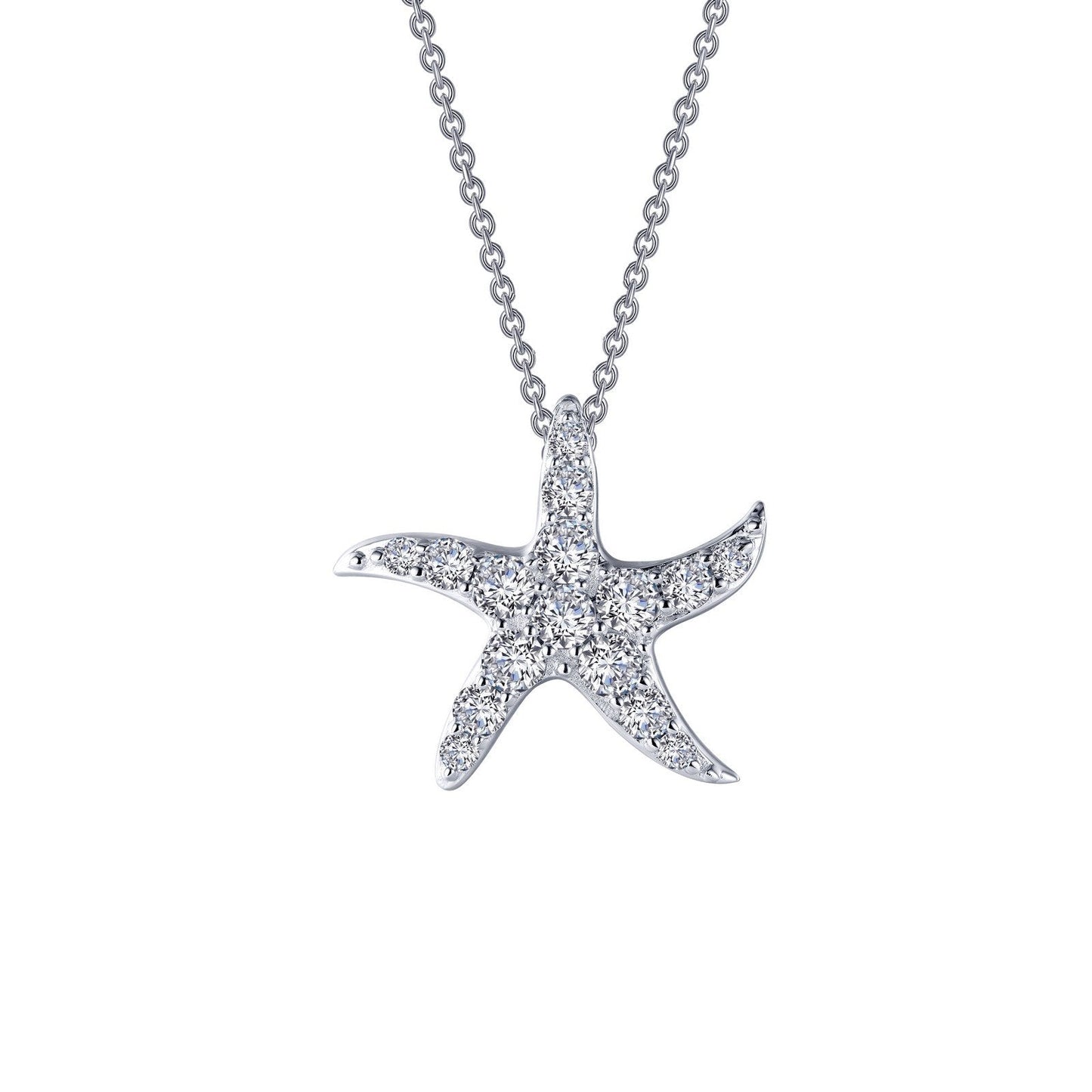 Lafonn Whimsical Starfish Necklace Simulated Diamond NECKLACES Platinum 1.01 CTS Approx. 18.5mm (H) x 20mm (W)