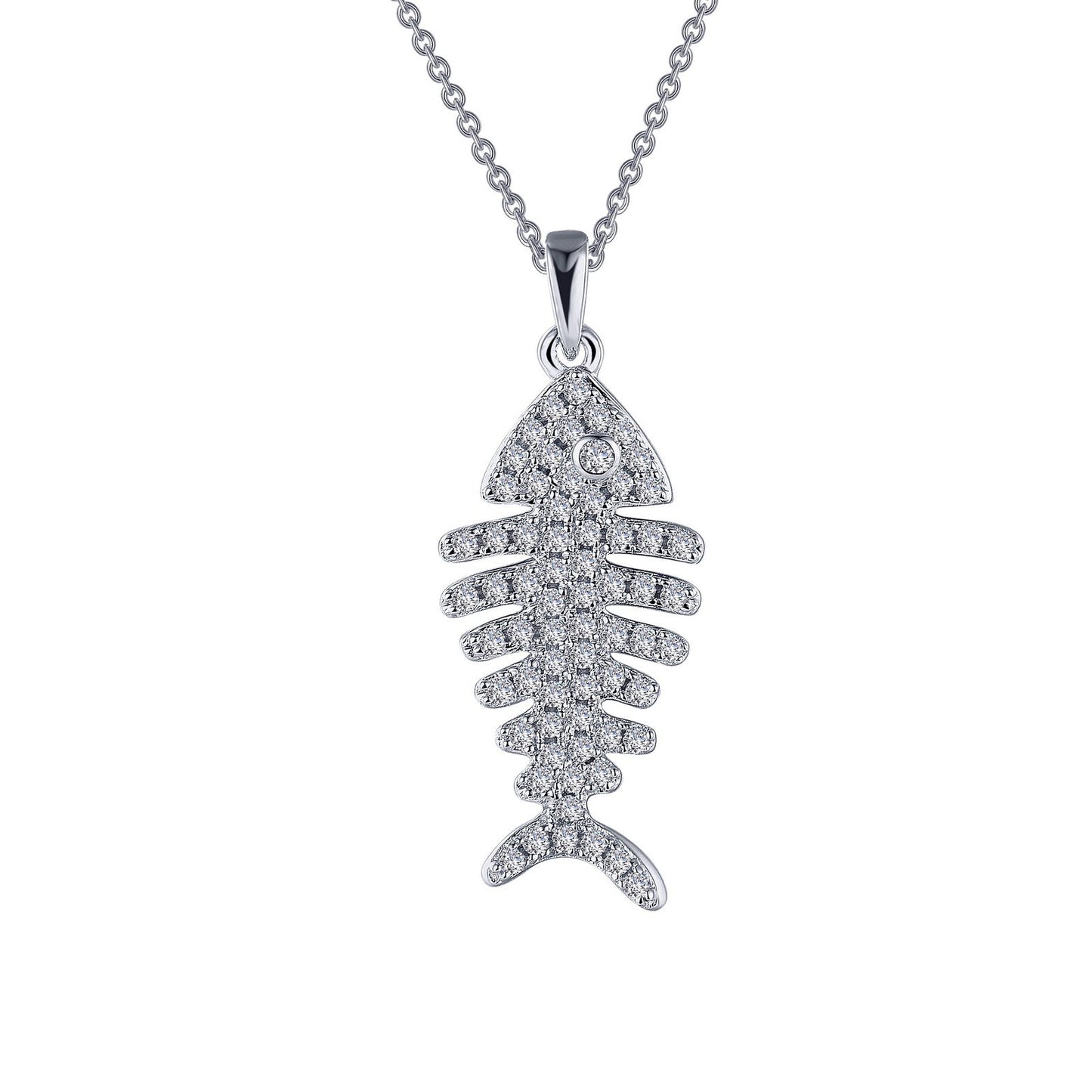 LaFonn Platinum Simulated Diamond N/A NECKLACES 0.92 CTW Fishbone Necklace