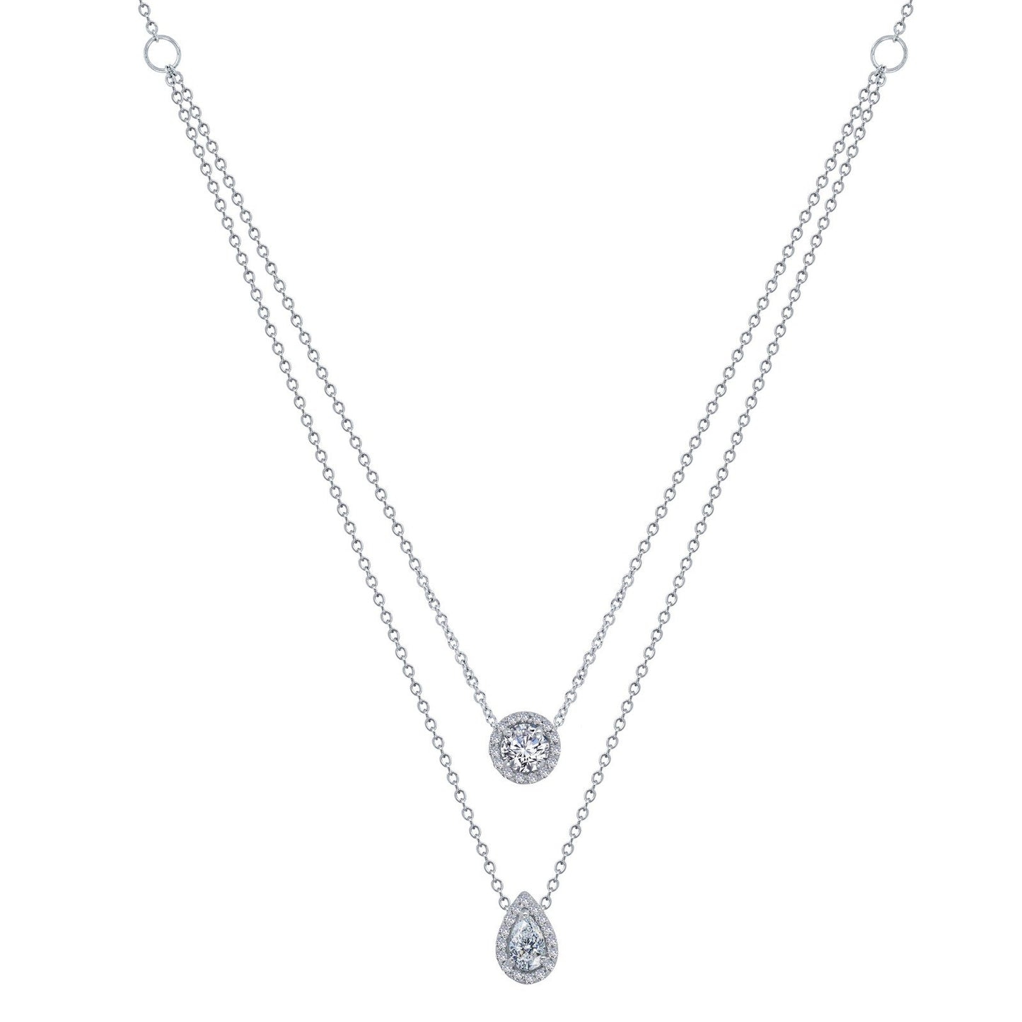 LaFonn Platinum Simulated Diamond  5X3mm Pear, Approx. 0.20 CTW NECKLACES 1.11 CTW  2-Tier Necklace