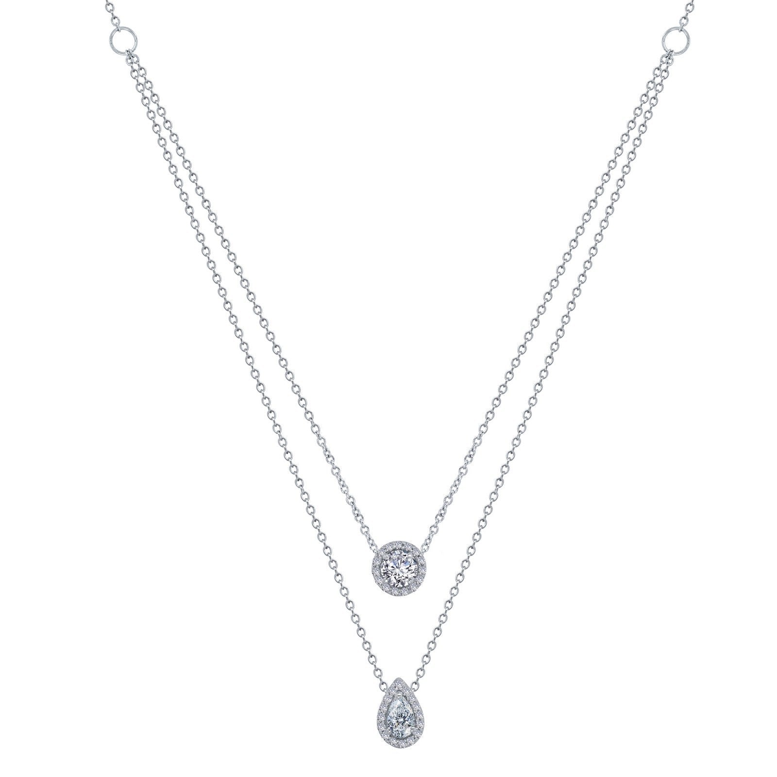 LaFonn Platinum Simulated Diamond  5X3mm Pear, Approx. 0.20 CTW NECKLACES 1.11 CTW  2-Tier Necklace