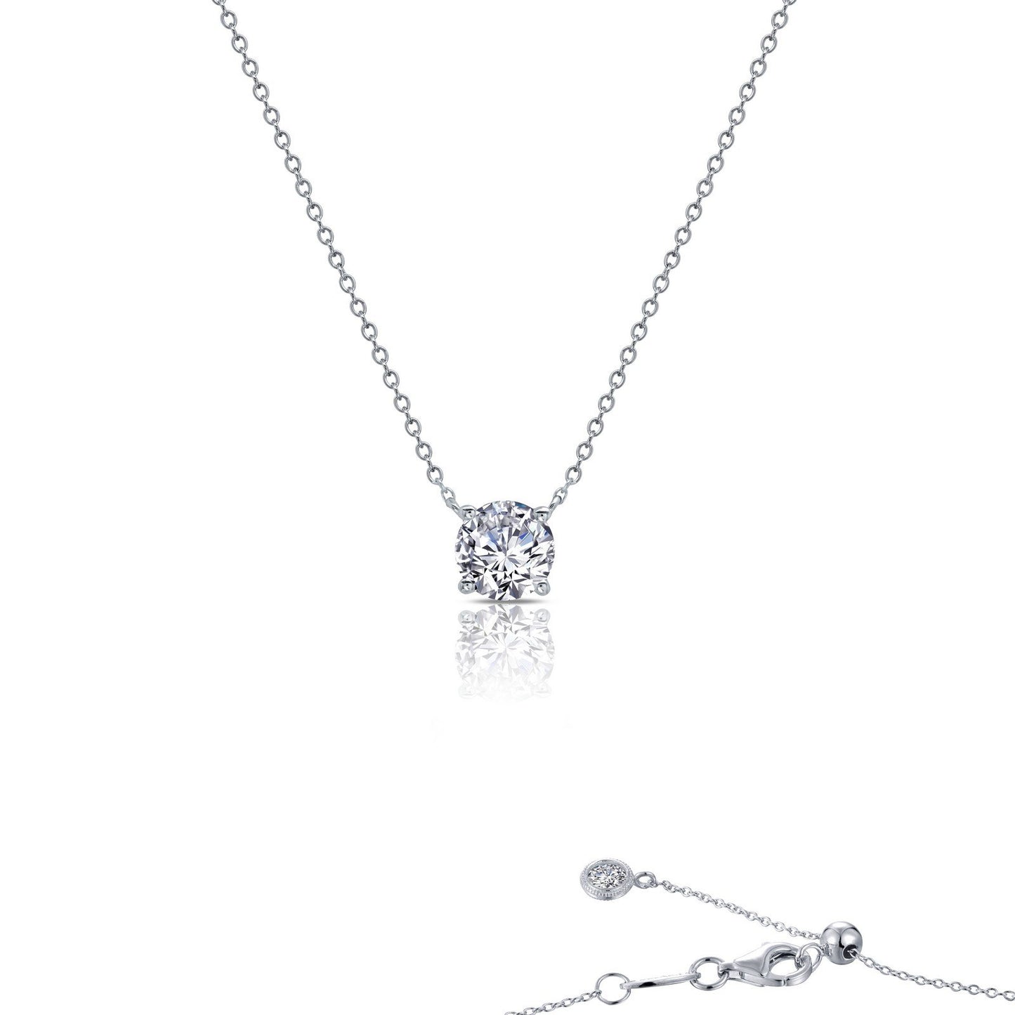 LaFonn Platinum Simulated Diamond  5.00mm Round, Approx. 0.50 CTW NECKLACES 0.5 CTW Solitaire Necklace