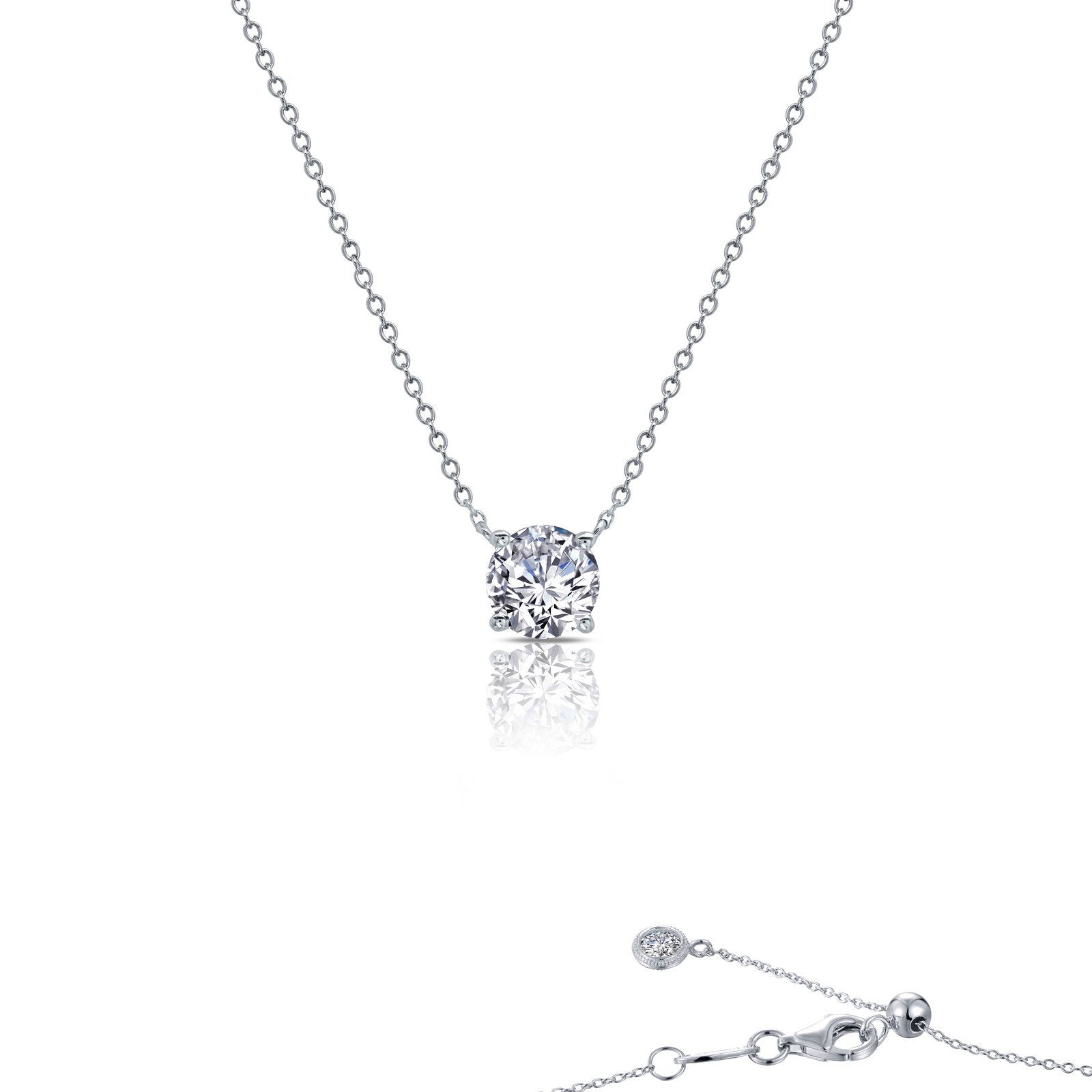 LaFonn Platinum Simulated Diamond  5.50mm Round, Approx. 0.65 CTW NECKLACES 0.65 CTW Solitaire Necklace