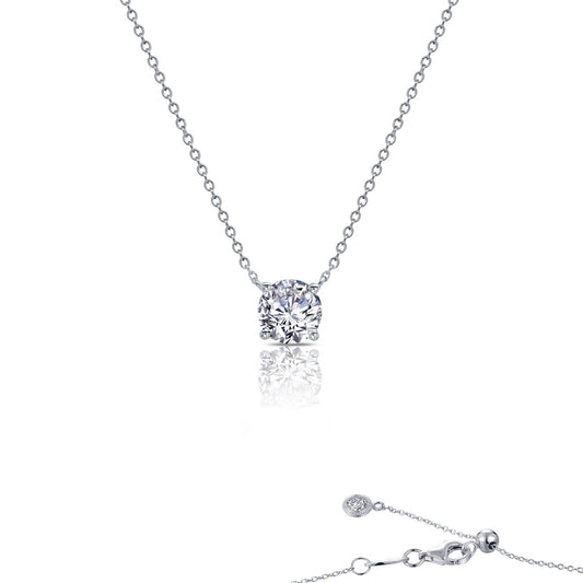 LaFonn Platinum Simulated Diamond  6.00mm Round, Approx. 0.85 CTW NECKLACES 0.85 CTW Solitaire Necklace