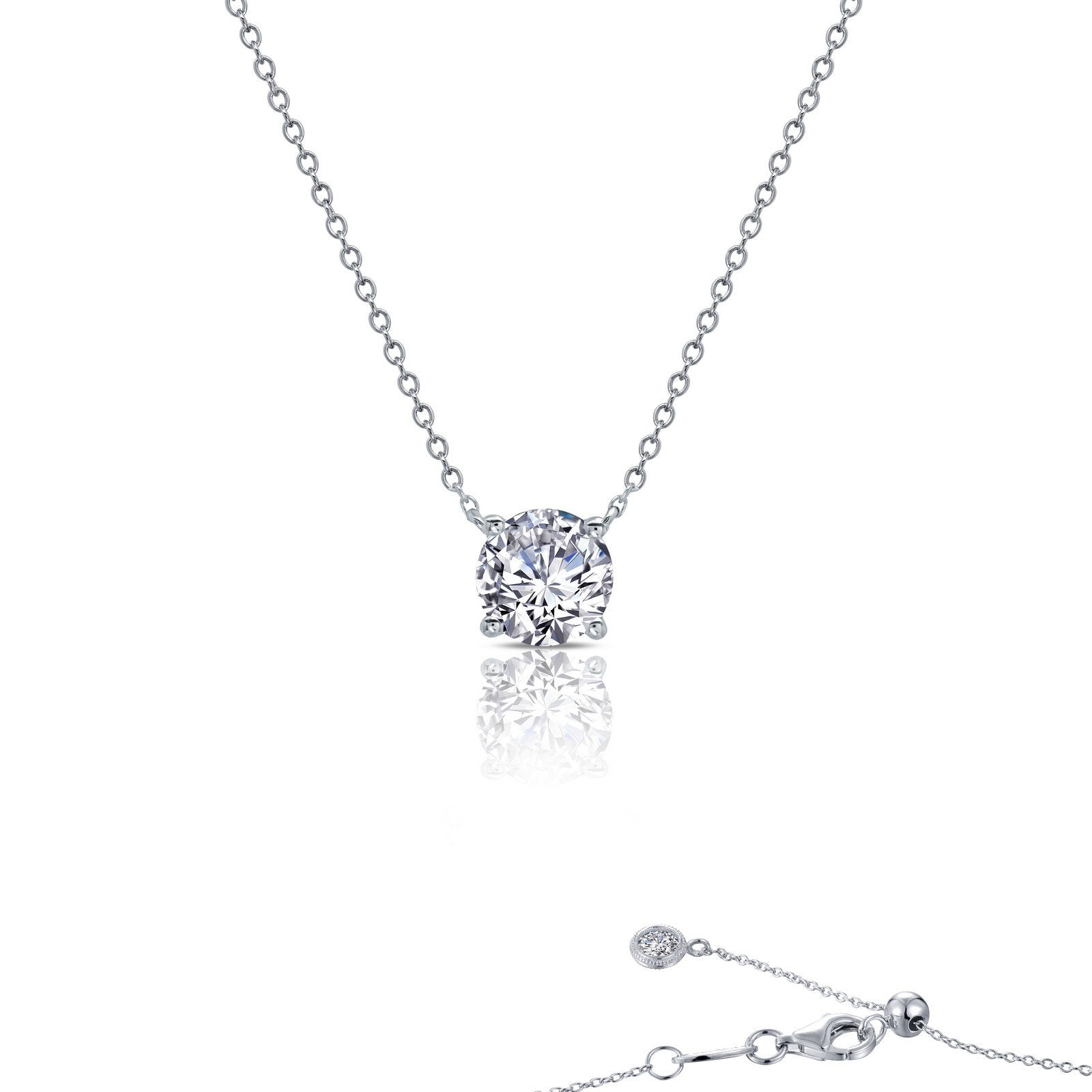 LaFonn Platinum Simulated Diamond  7.00mm Round, Approx. 1.25 CTW NECKLACES 1.25 CTW Solitaire Necklace