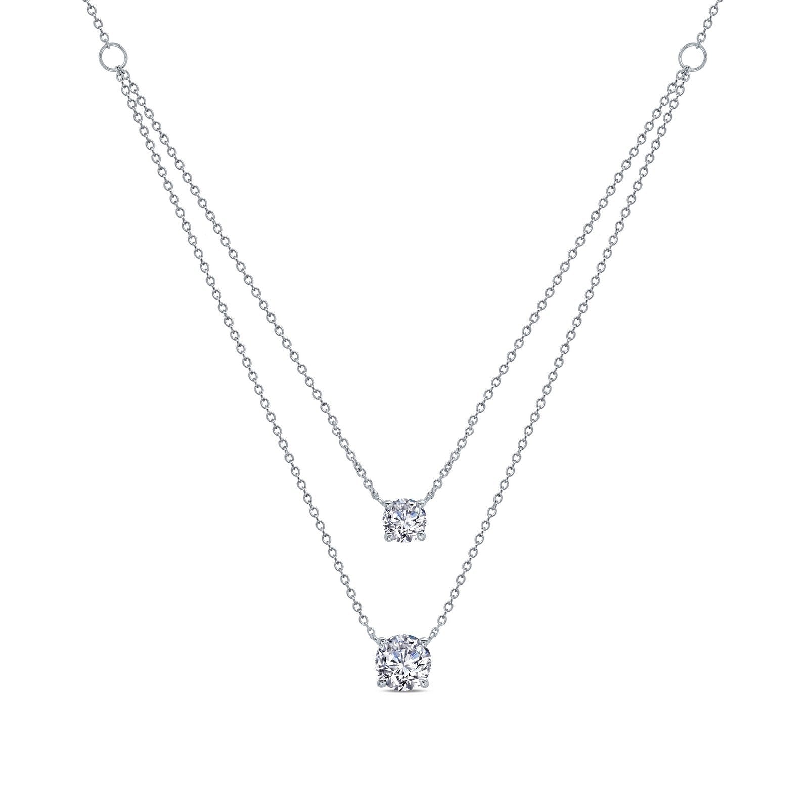 LaFonn Platinum Simulated Diamond  7.00mm Round, Approx. 1.25 CTW NECKLACES 2.19 CTW 2-Tier Necklace