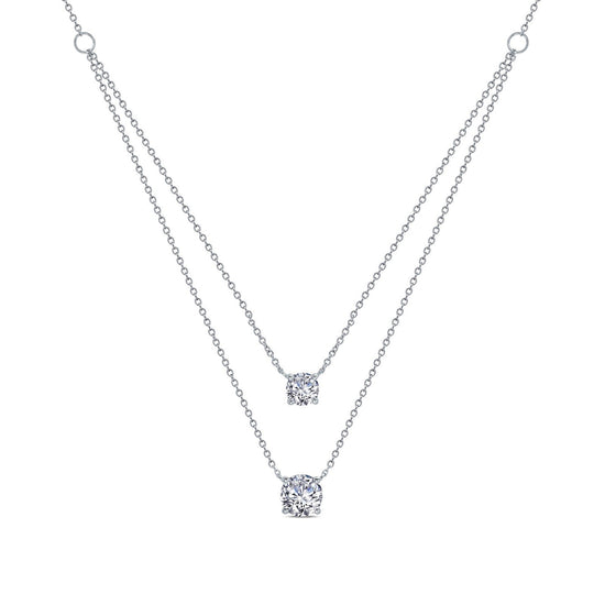 Load image into Gallery viewer, LaFonn Platinum Simulated Diamond  7.00mm Round, Approx. 1.25 CTW NECKLACES 2.19 CTW 2-Tier Necklace
