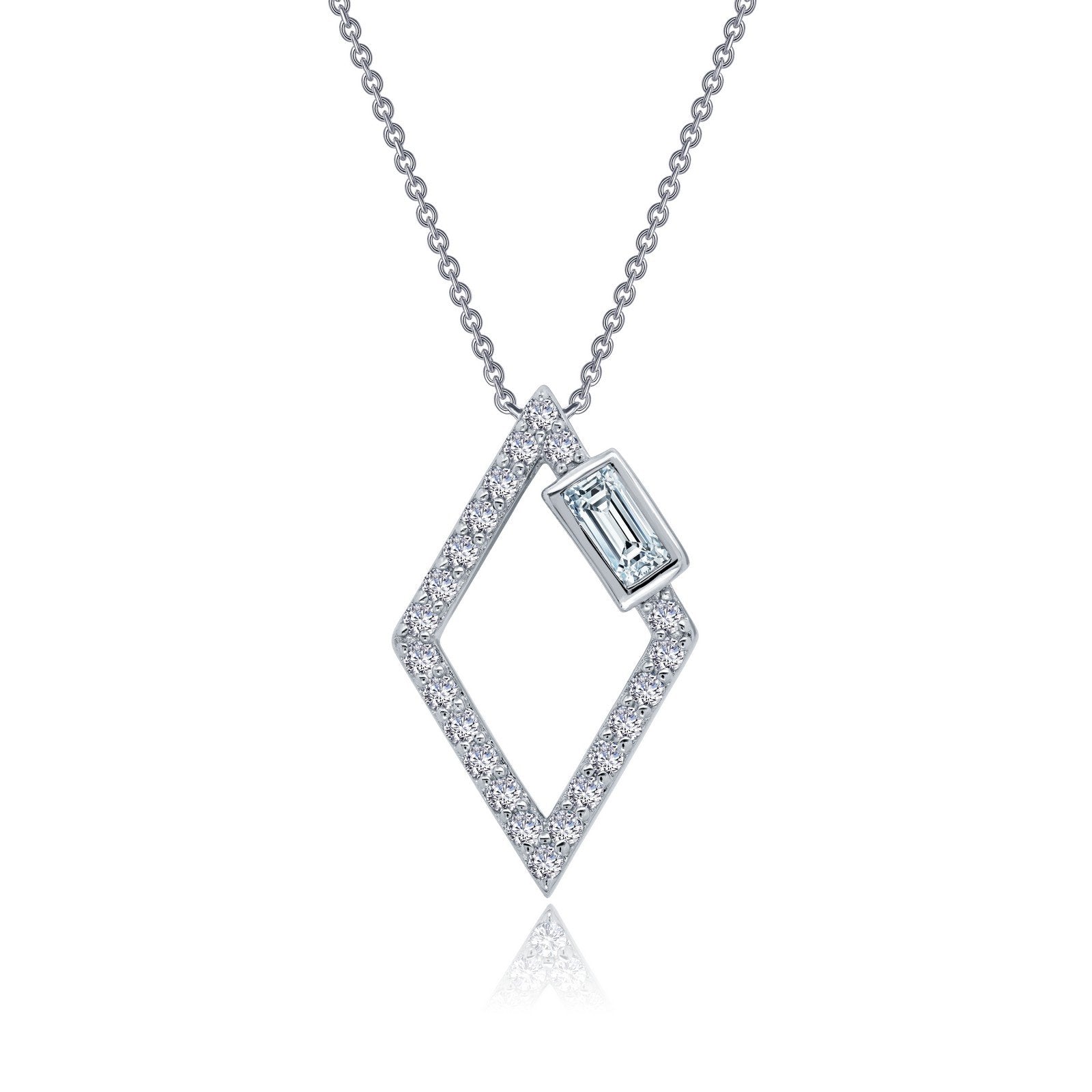 LaFonn Platinum Simulated Diamond N/A NECKLACES Open Diamond Shaped Necklace