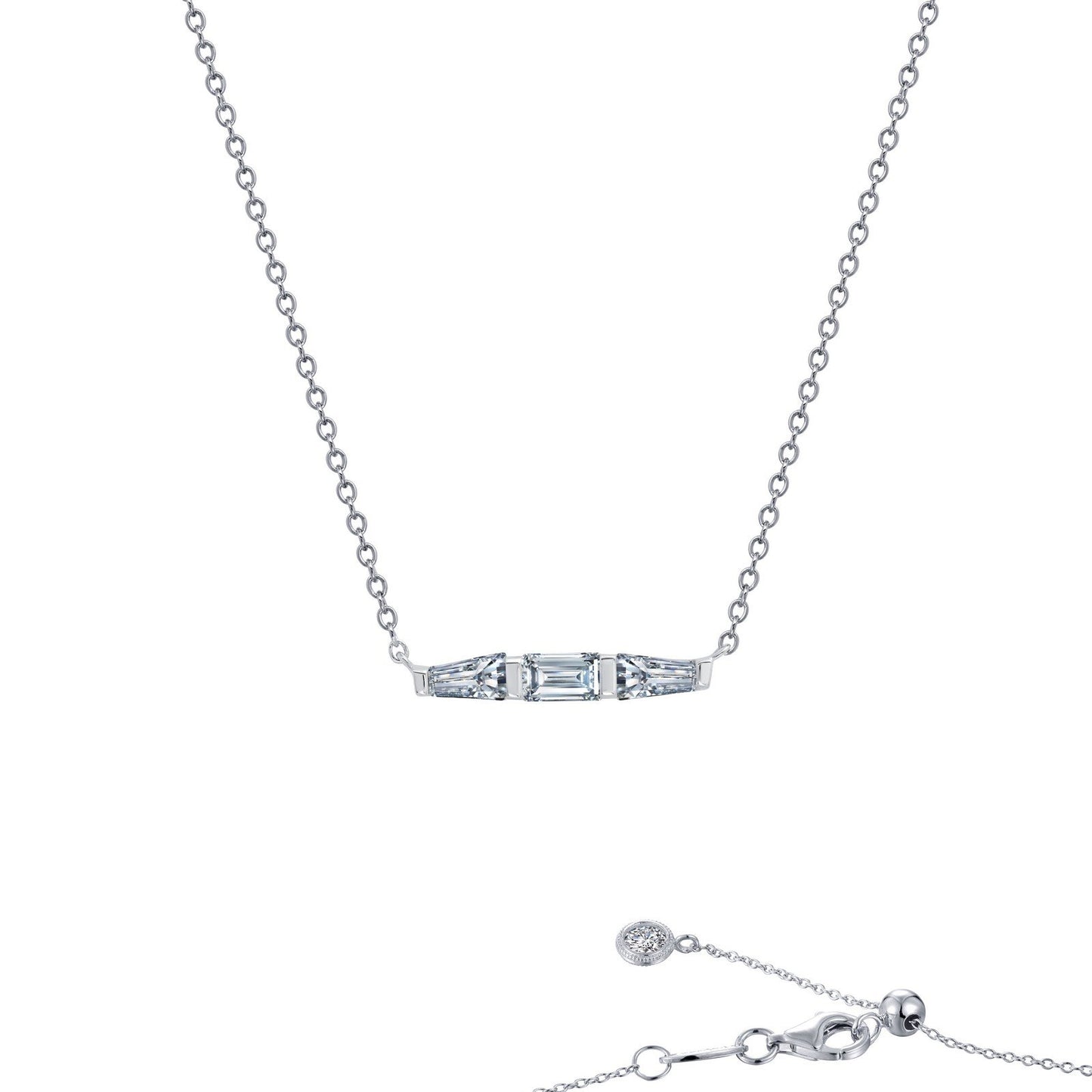 LaFonn Platinum Simulated Diamond N/A NECKLACES 0.84 CTW Baguette Bar Necklace