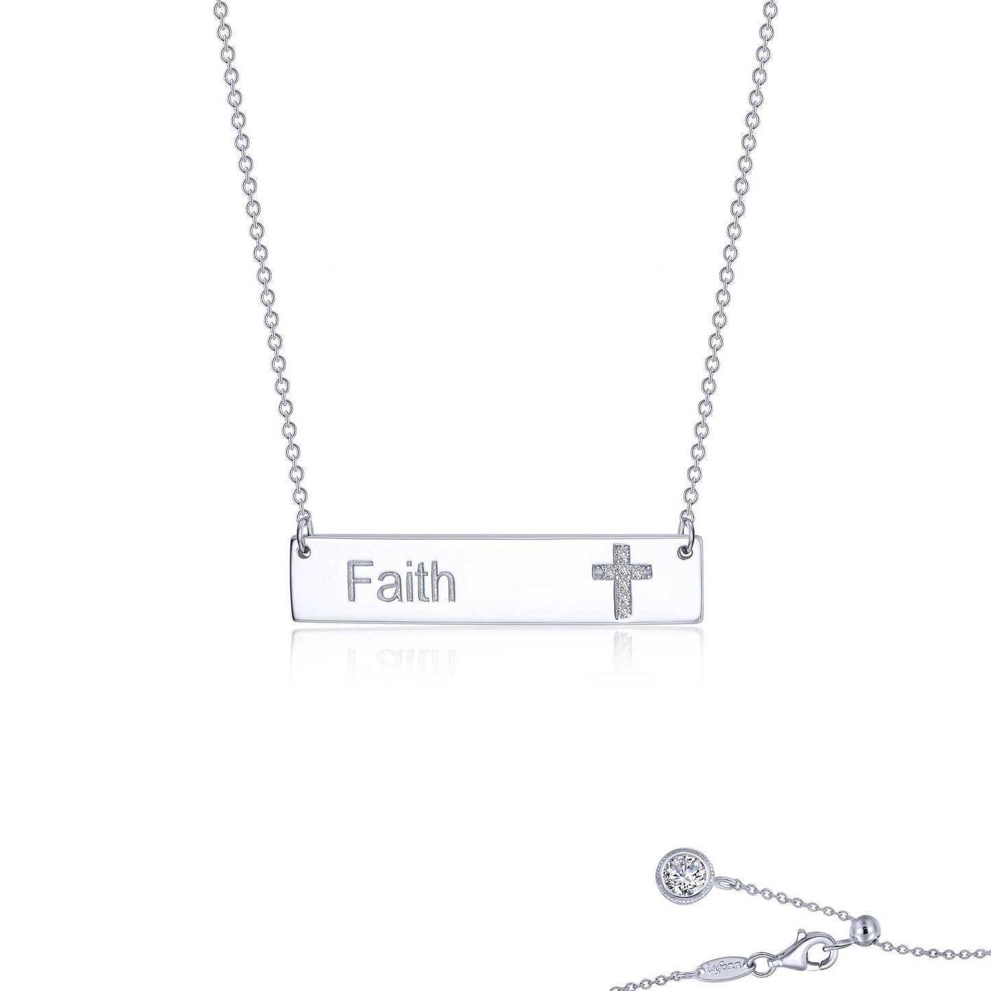 LaFonn Platinum Simulated Diamond N/A NECKLACES Faith Bar Necklace