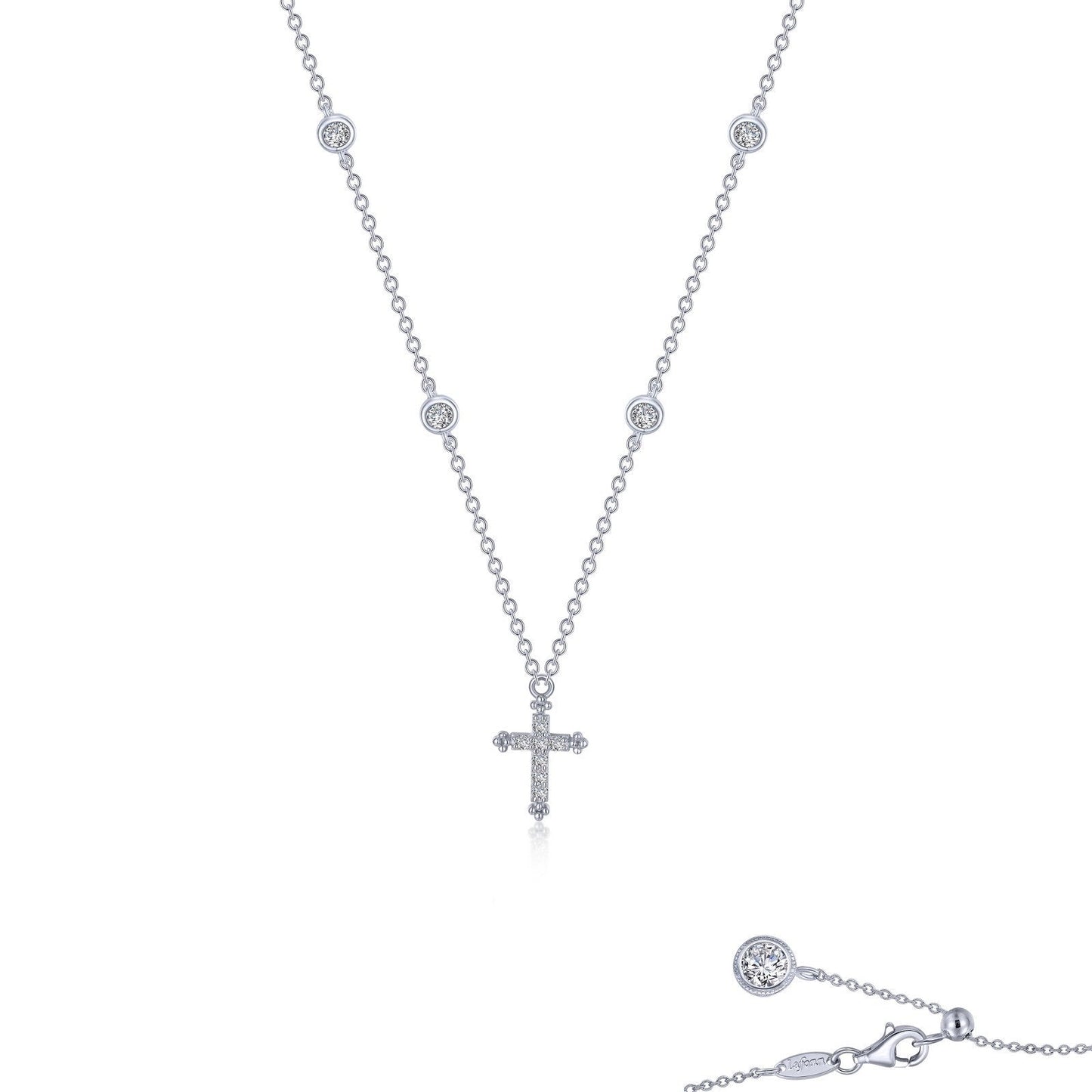 Lafonn 0.41 CTW Cross Necklace Simulated Diamond NECKLACES Platinum 0.41 CTS Approx. 11.6mm (H) x 8.7mm (W)
